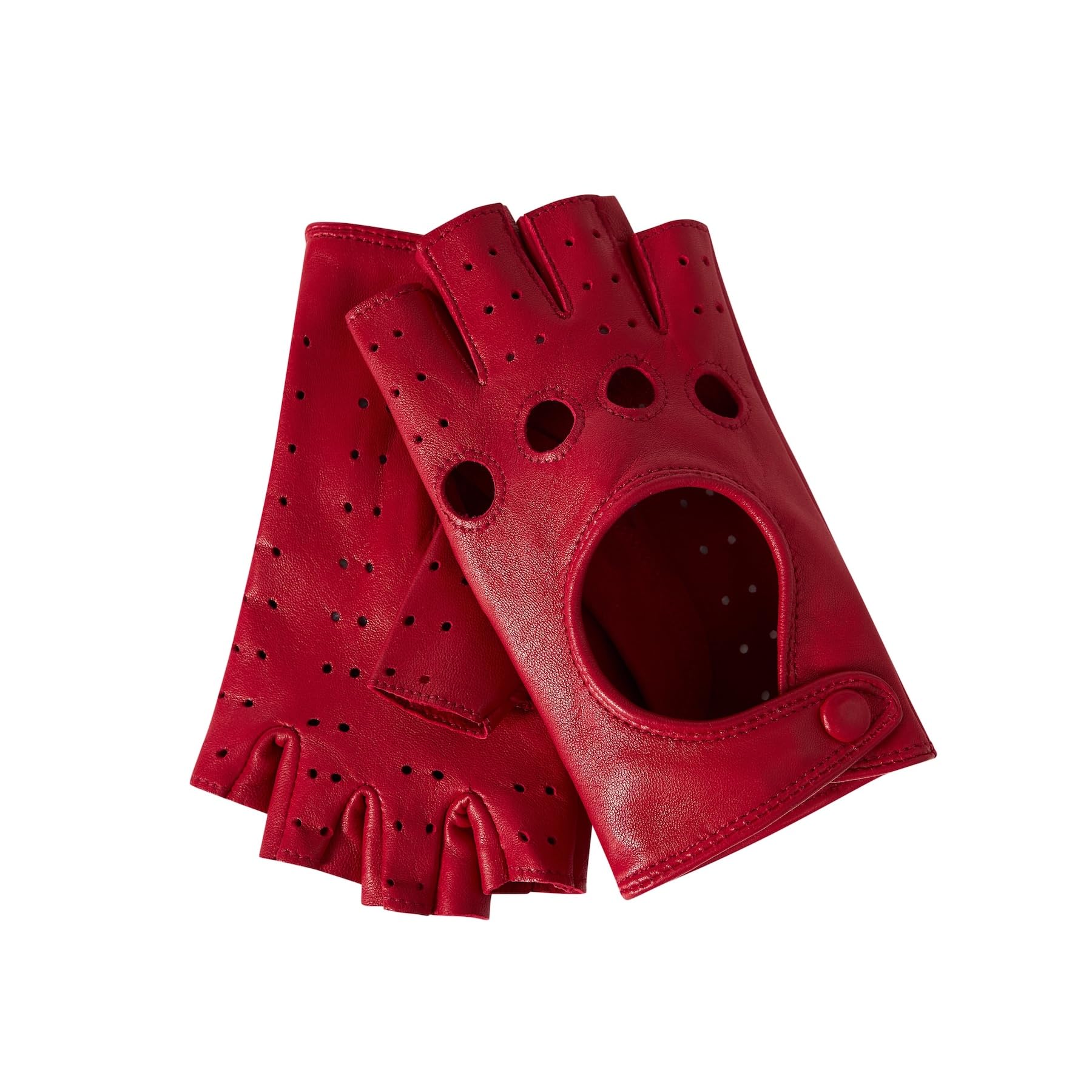 Womens Leather Fingerless Gloves -Lambskin Driving Gloves Unlined