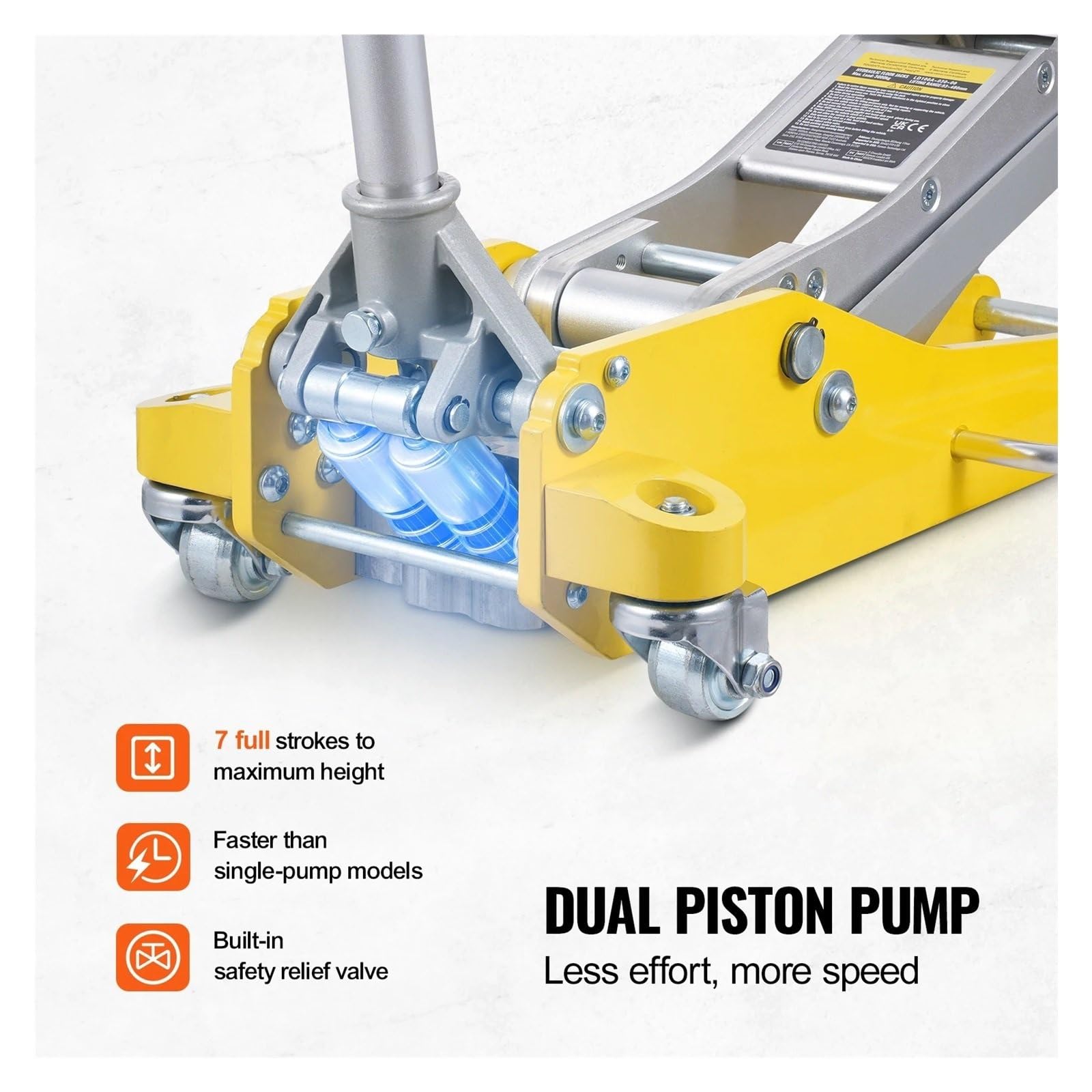 Cric Idraulico per Auto da Pavimento da Corsa Idraulico in Alluminio da Pavimento 3T/2T con Pompa di Sollevamento a Doppio pistone per riparazioni Automatiche | 3T Aluminum