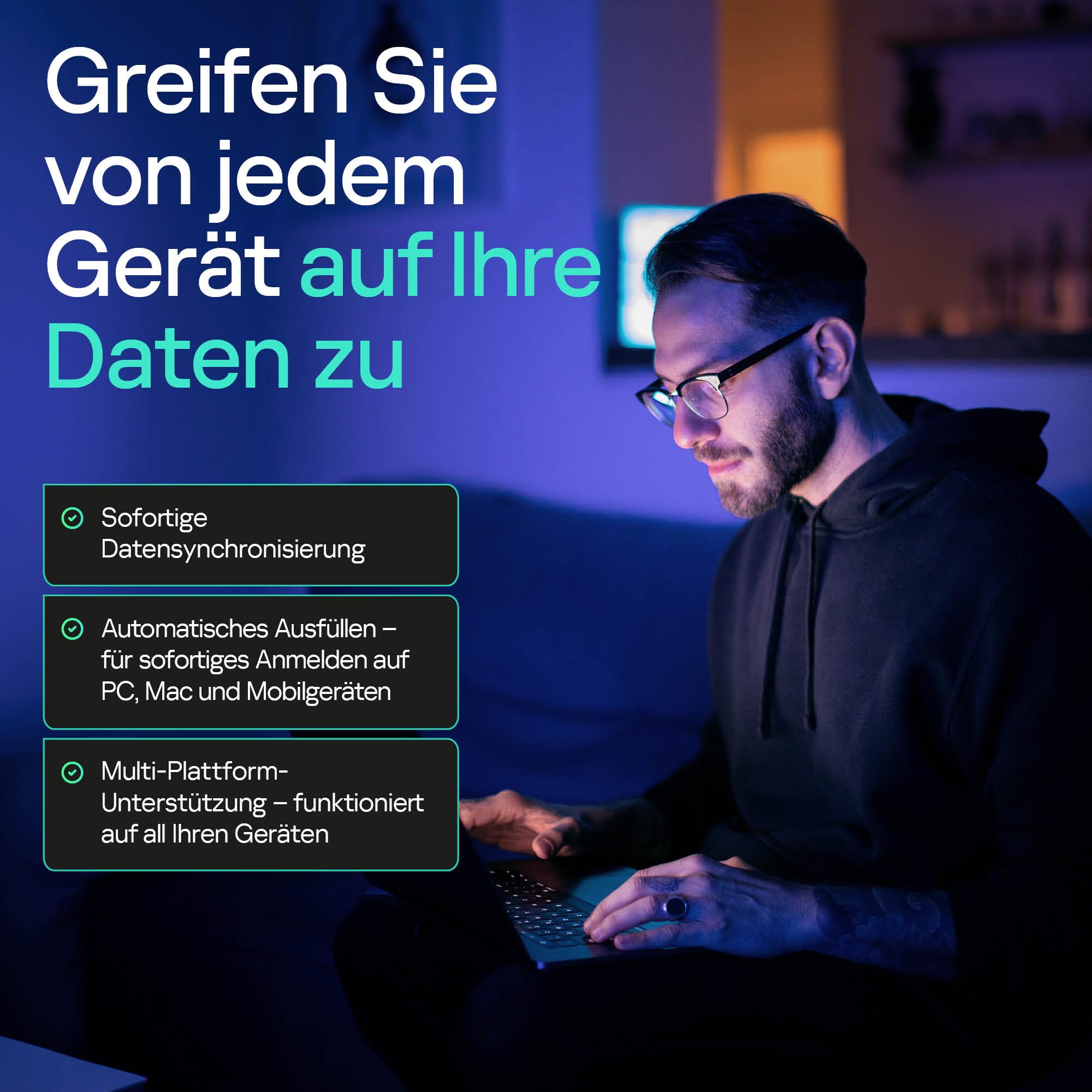 Kaspersky Password Manager | Unbeschränkte Anzahl von Geräten | 1 Benutzerkonto | 1 Jahr | PC/Mac/Android/iOS | Aktivierungscode per Email