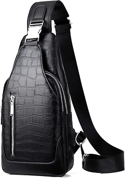 Sling Backpack for Men Crossbody Chest Shoulder Bag Water Resistant Travel Purse Daypack for Outdoor Hiking Black