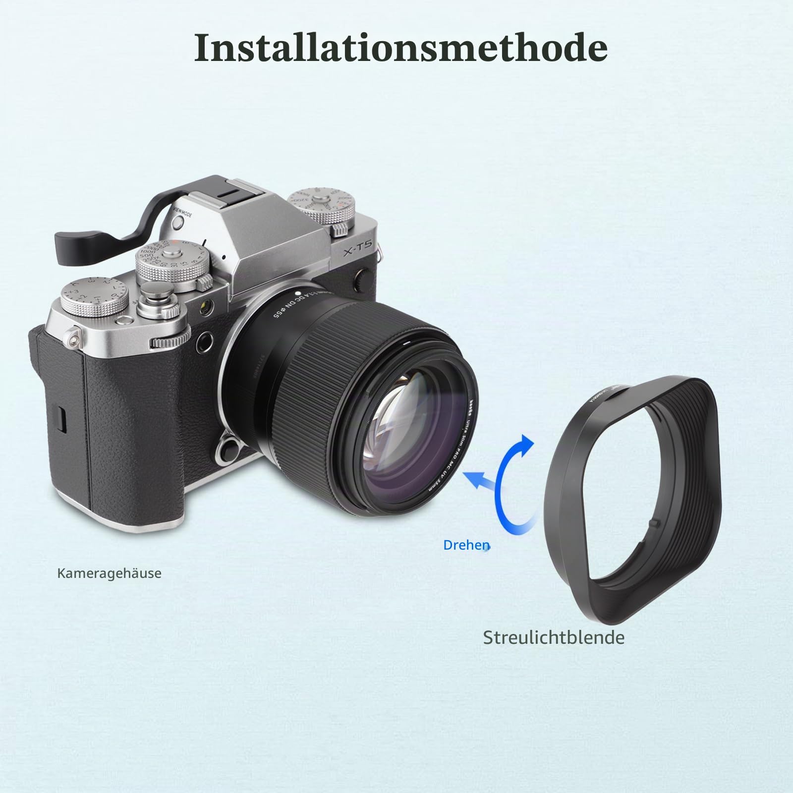Haoge Quadratische Gegenlichtblende aus Metall für Sigma 56 mm F1.4,18-50 mm F2.8 DC DN | zeitgenössisches Objektiv, LH-SM5614 Bajonett, AM LH-SM5614 A1