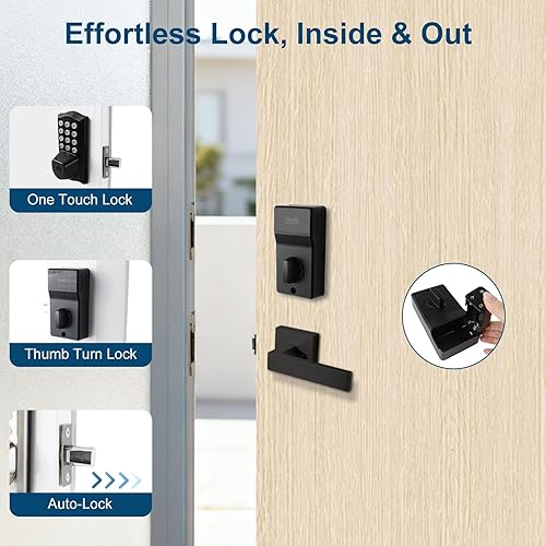 Miniatura 7 de Fingerprint Smart Door Lock, Keyless Door Lock with Handle, Built-in WiFi Keypad Deadbolt Set for Front Door, Waterproof Smart Electronic Deadbolt,