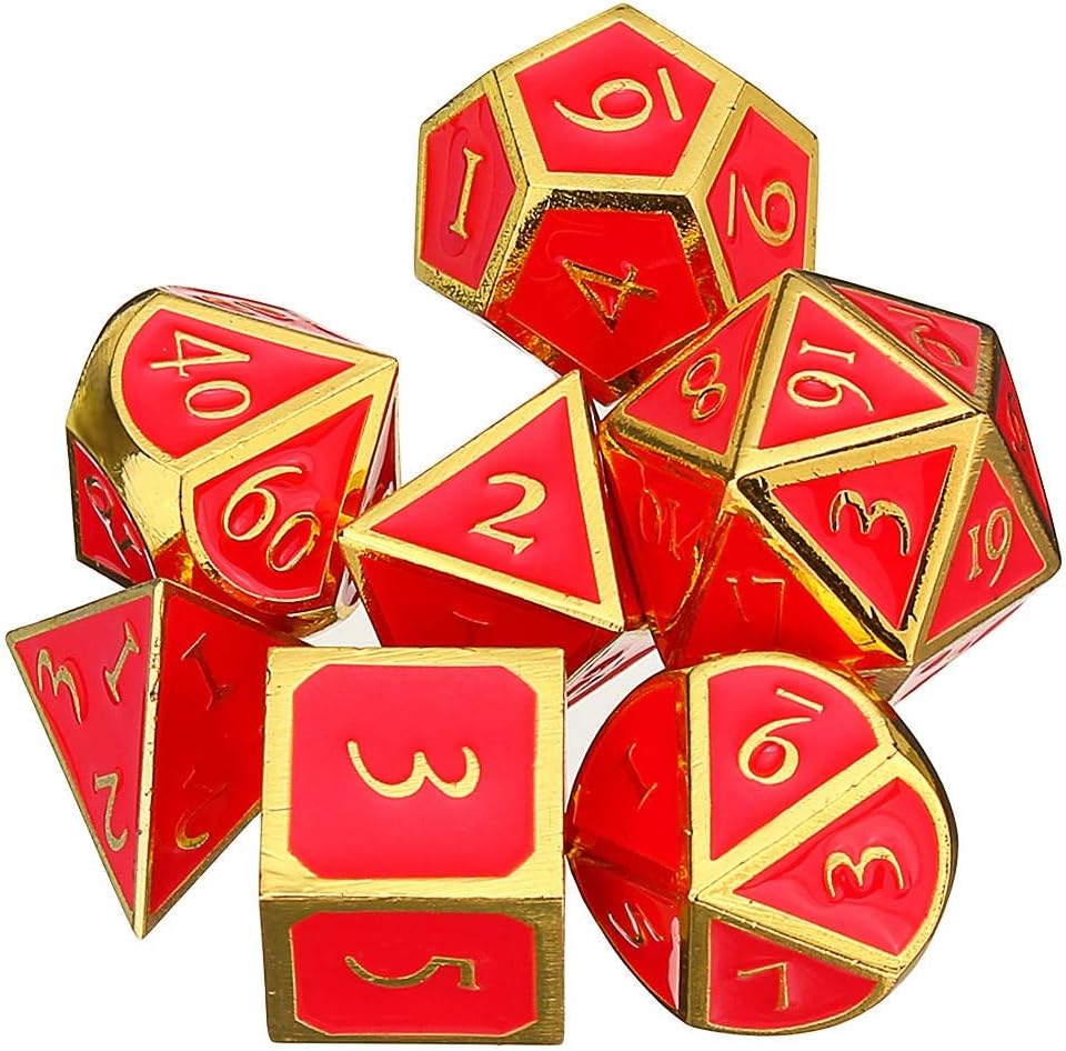 Dfghbn Dados Poliédricos 7pc Heavy Metal Dados Conjunto Poliédrica Dados los Juegos de rol Dados Gadget RPG Dados Conjunto for los Amantes del Juego Dados de Juego de Roles