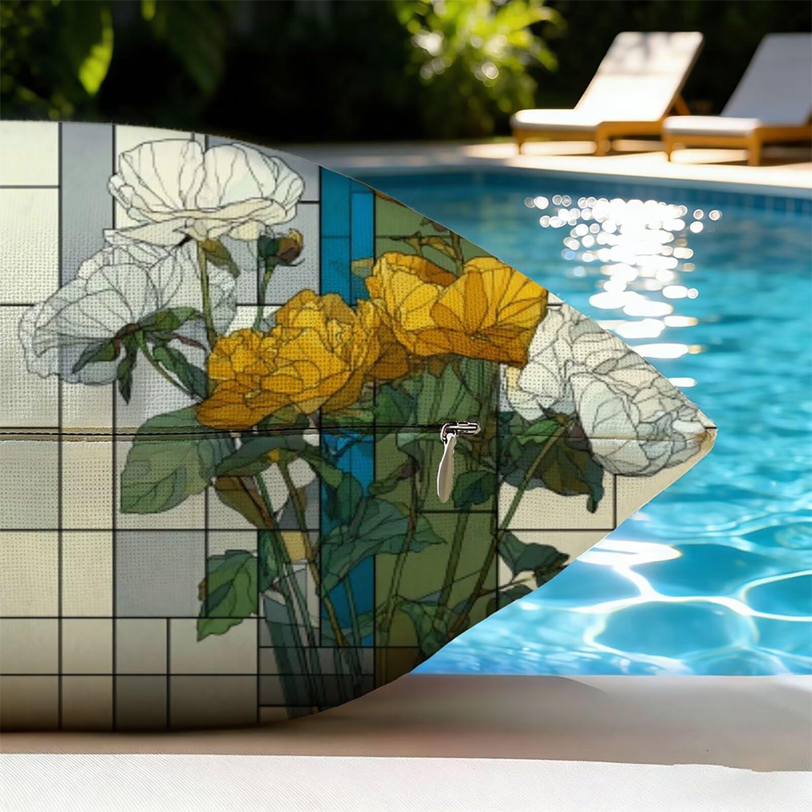 Housse de Coussin Canapé Flower 80x80cm Exterieur Impermeable Botanique Taie D'oreiller Décoratif Aesthetic Housse Coussin Decoration pour Chambre Sofa Jardin Balcon Terrasse Lot de 2. P-5004