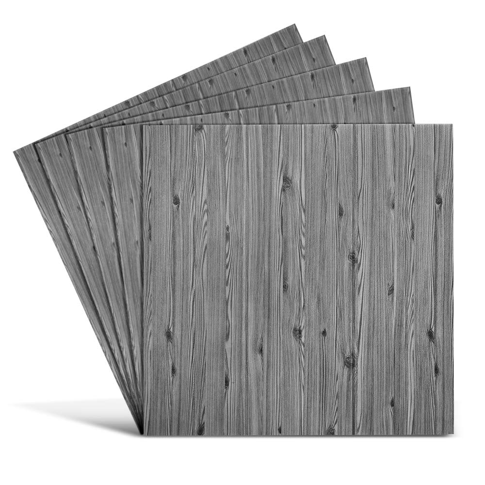 Self-Adhesive Removable Wall Paper - JEFEE Waterproof Imitation Wood Self Stick Wallpaper, Removable Wall Covering with Sound Insulation, Endothermic 3D Wall Panels for Living Room/Bedroom/Kitchen