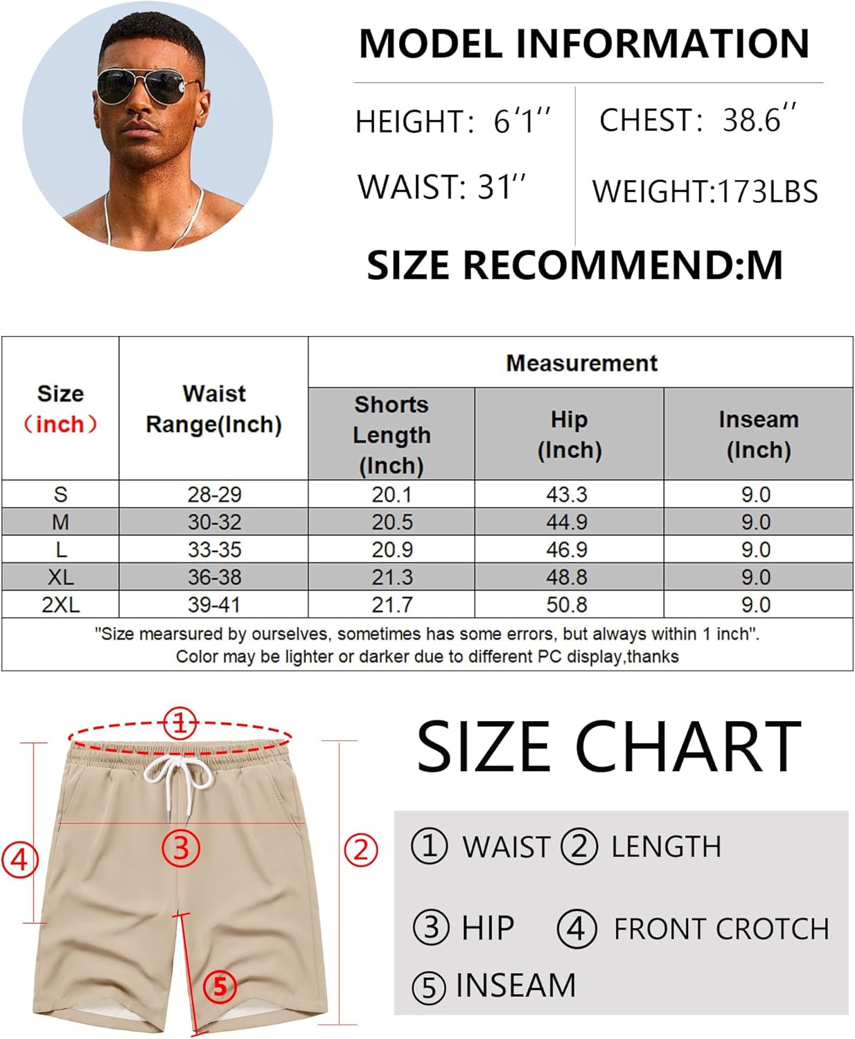 COOFANDY Men's Hawaiian Beach Shorts Elastic Waist Drawstring Lightweight Summer Casual Shorts with Pocket - Image 6
