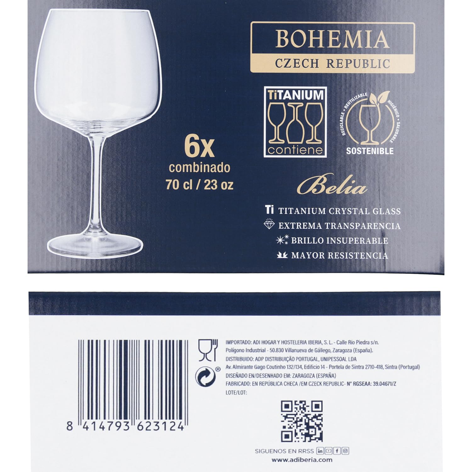 Amazon.com | Bohemia Box 6 Glasses Combined Cristalin 70cl