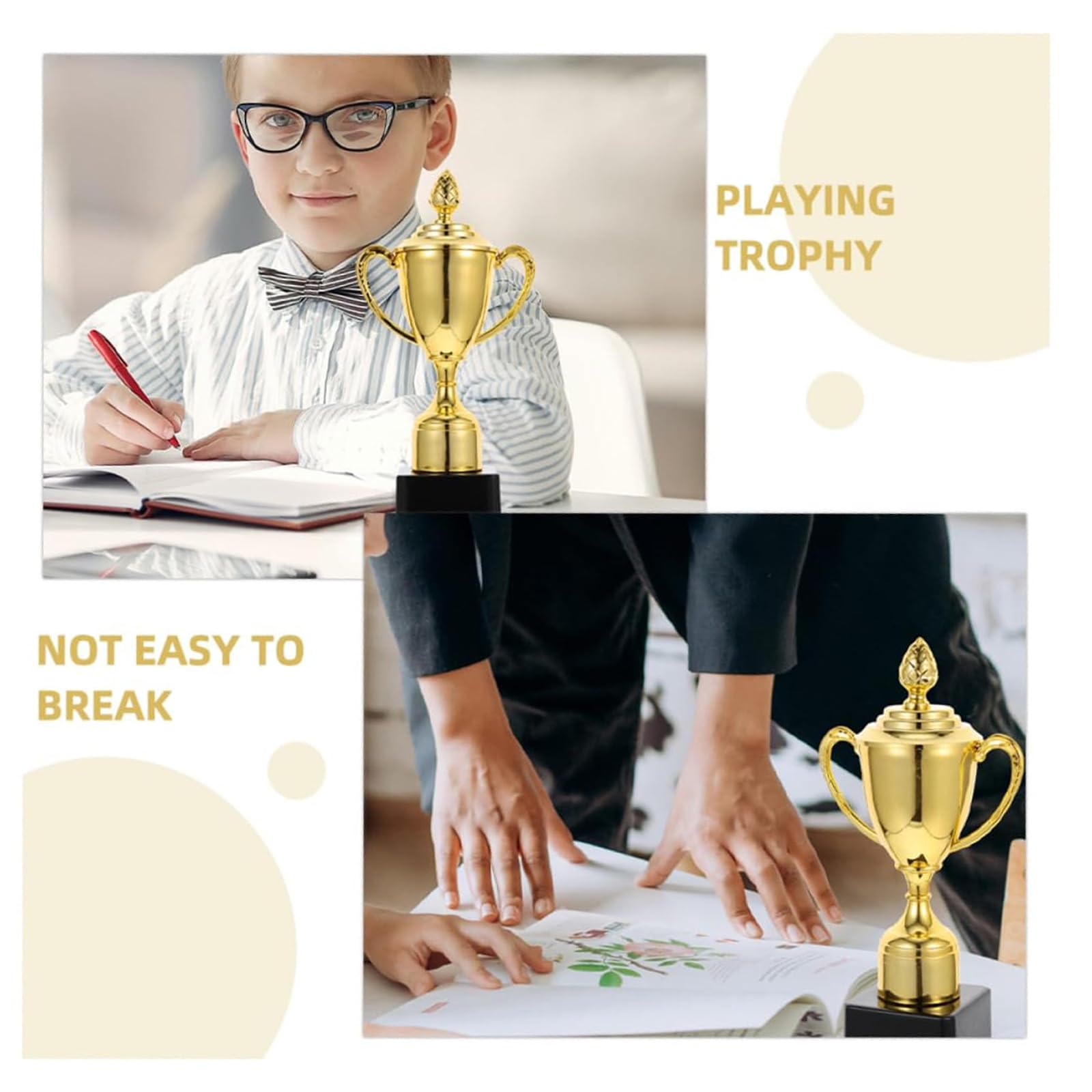 esmen 2 Stück Metall-Trophäen, goldene Mini-Trophäen, Fußball-Trophäen, Gewinner-Trophäen-Pokal für Verschiedene Wettbewerbe, Auszeichnungen, Partys usw