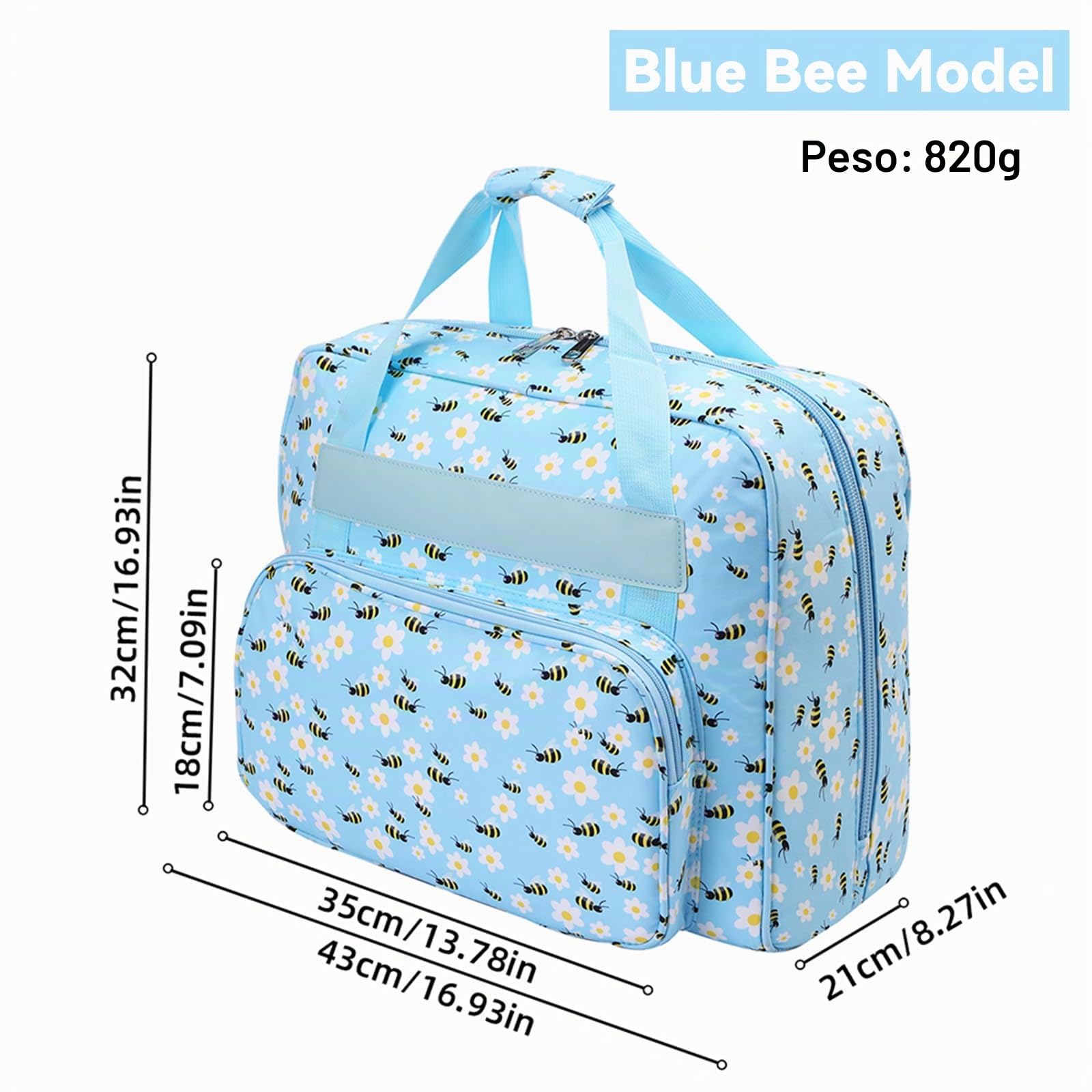 Bolsa de Transporte Universal para máquina de Coser, con Bolsa y asa, portátil para Colgar pequeñas máquinas de Coser, Abeja Azul, Fórmula