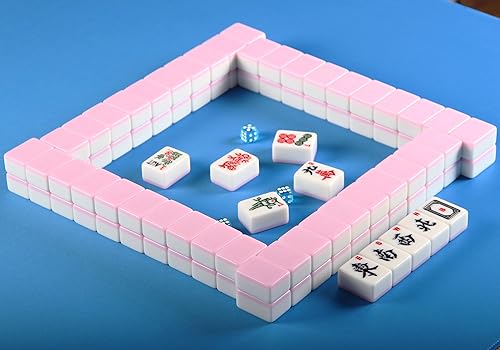 Miniatura 7 de YINIUREN American Mahjong - Juego de mahjong americano de tamaño grande de 1.6 pulgadas, 166 azulejos de melamina (rosa, 1.6 x 1.2 x 0.8 pulgadas)