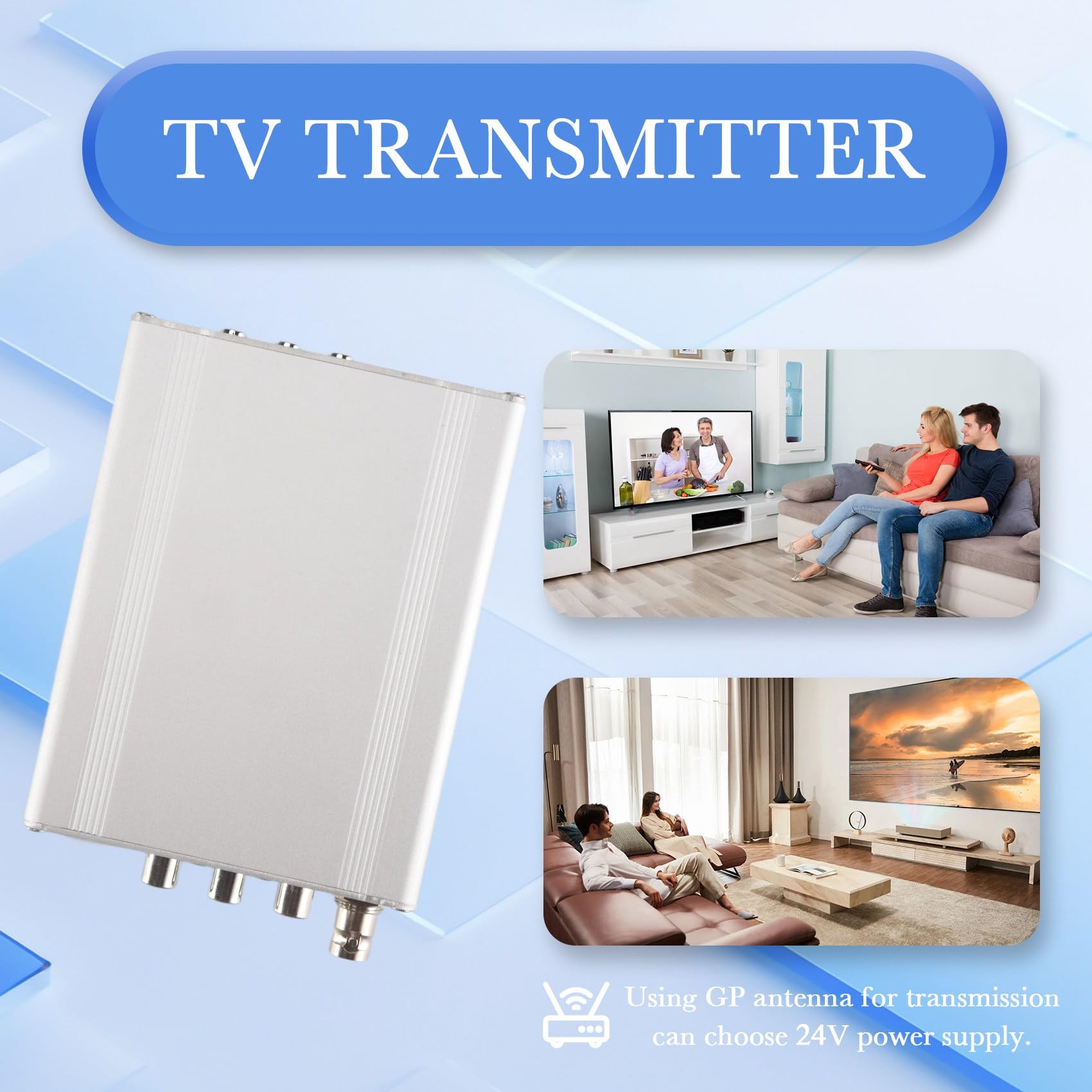 JANZU TV-TX200 Transmetteur TV Analogique VHF/UHF HD/AV avec Antenne Télescopique Prise UE