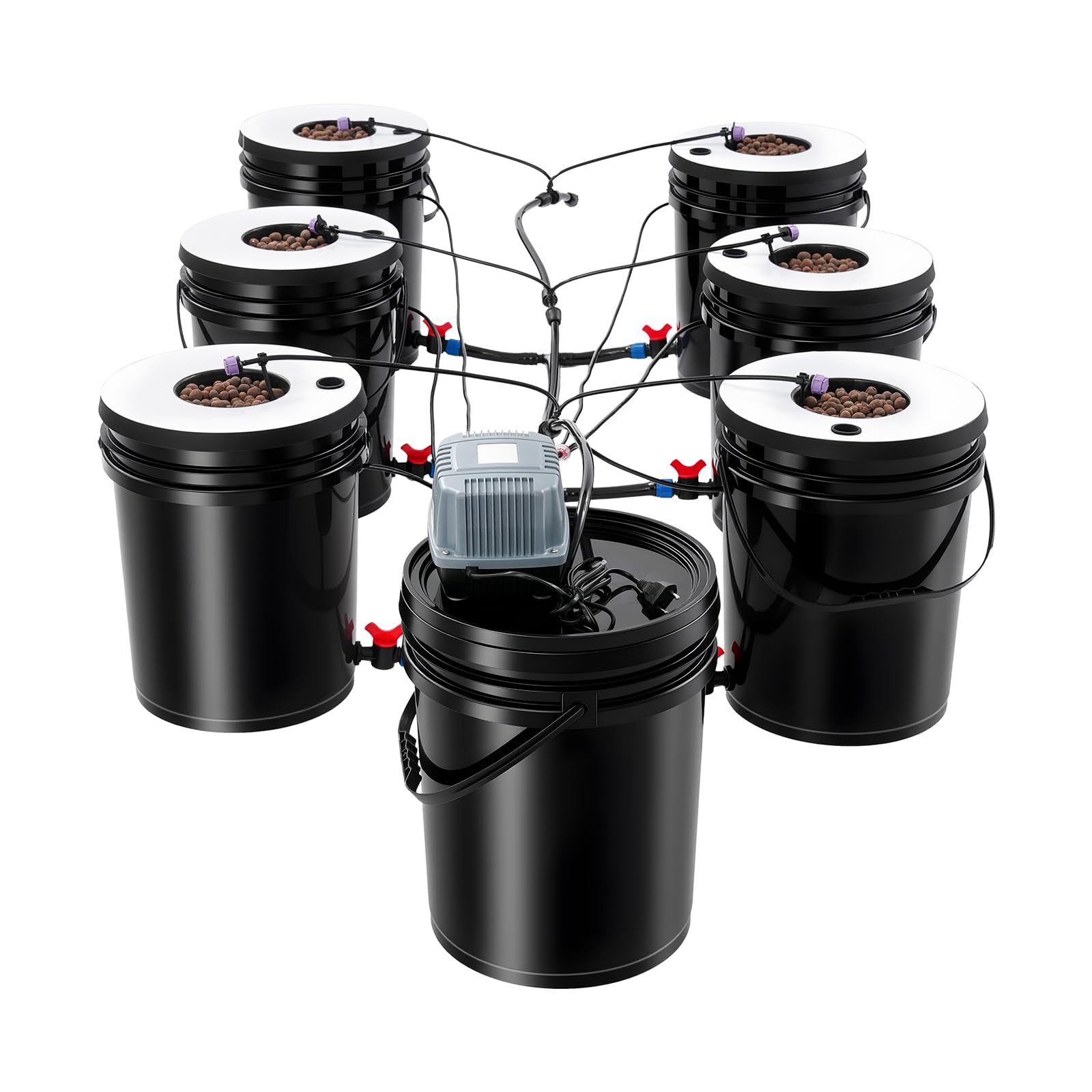 Sistema hidropónico de 7 cubos, DWC hidroponía kit de cultivo de aguas