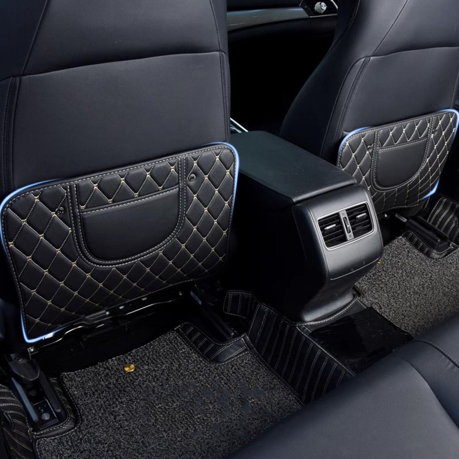 HLTTXS 2Pcs Waterproof Back Seat Protector for Skoda Octavia Ⅱ, Kick Protector Kids for Vehicles to Protect From Dirt, Mud and Scratches,Black-Short