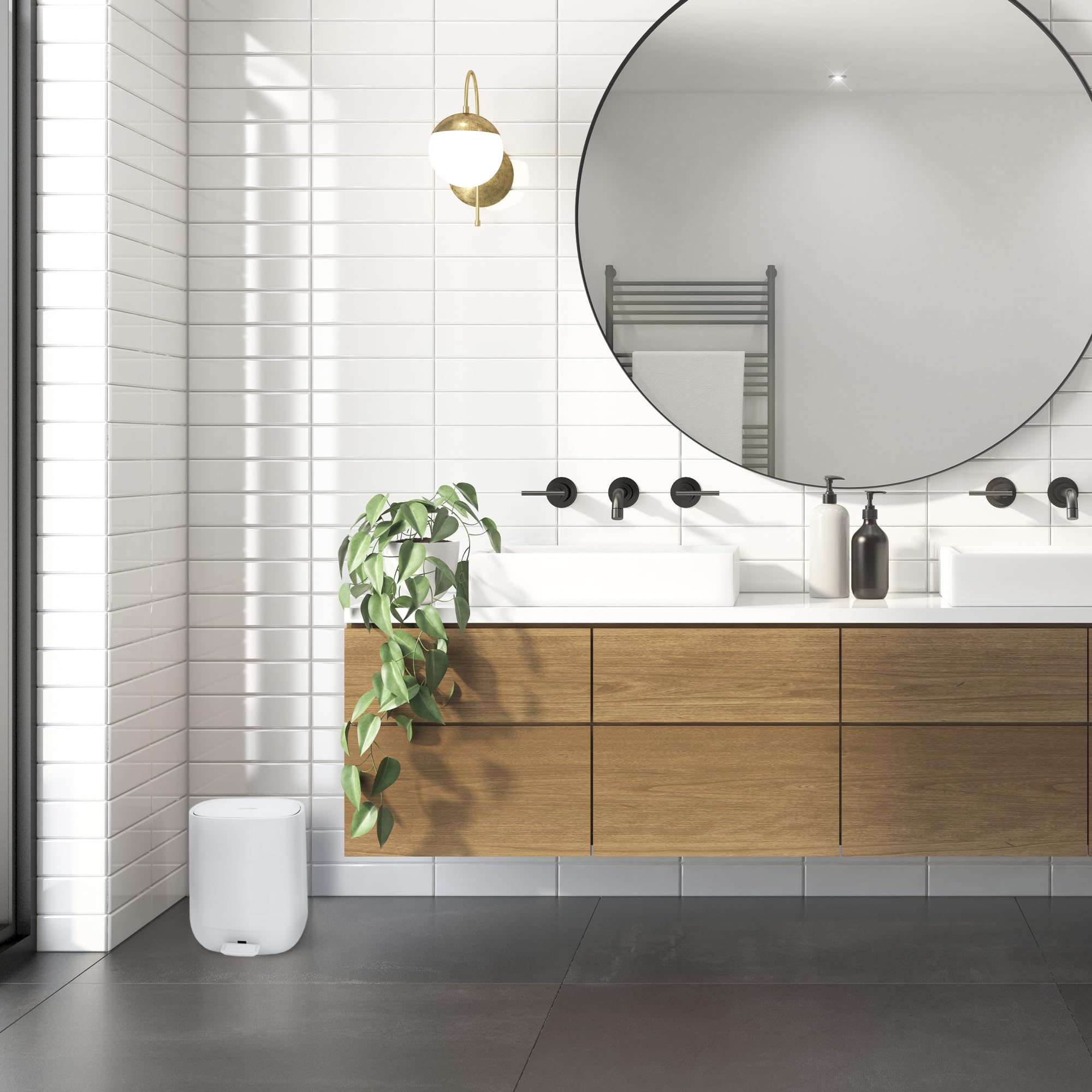 YourCasa Mülleimer Bad [5L] - Elegantes Design - Badeimer - Kosmetikeimer Badezimmer Klein - Badmülleimer mit Deckel und Softclose – Abfalleimer Toilette WC - herausnehmbaren Inneneimer (Weiss)
