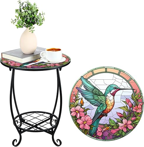 Miniatura 39 de Mesa auxiliar redonda para exteriores, mosaico pequeño, decoración de patio, planta interior, mesa de té para patio, porche, jardín, sala de estar,