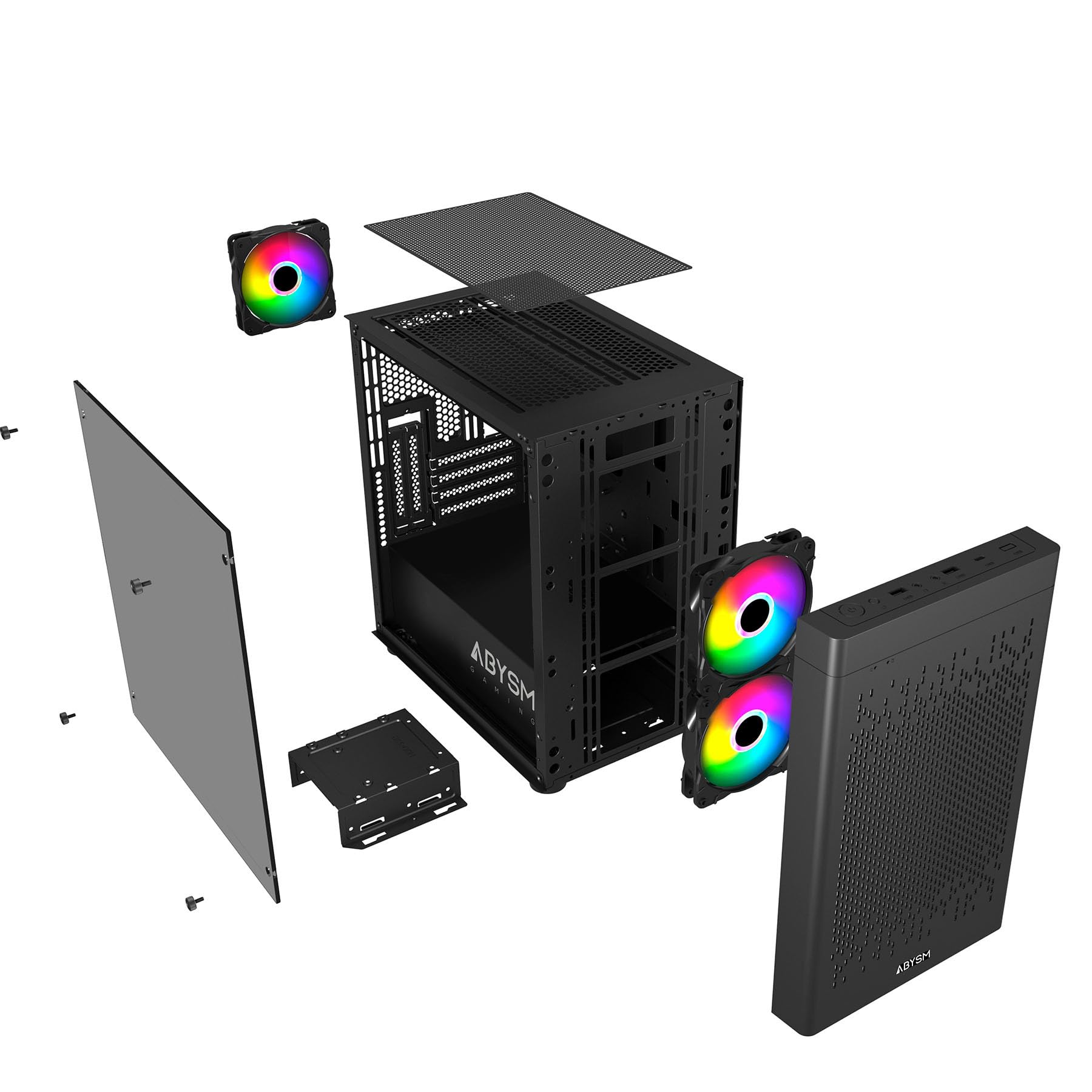 Abysm Gaming Caja PC Gamer Danube INVA MX202 Negra, con Tres Ventiladores ARGB y Compatible con Placas Base Micro ATX e ITX y Tarjetas Gráficas de hasta 330 mm
