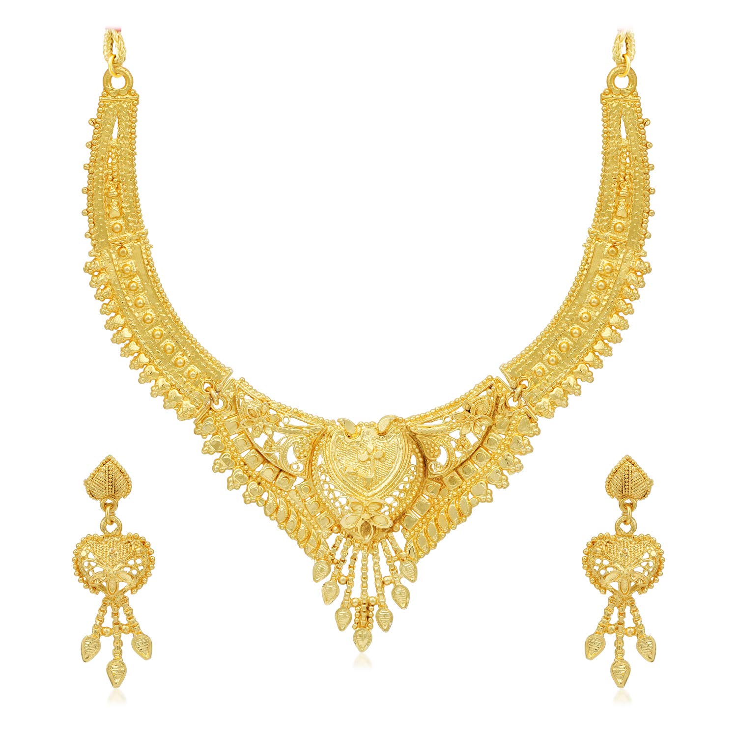 Sukkhi Glistening 24 Carat Gold Plated Choker Necklace Set for Women (SKR67390) (B08G2C176D) Amazon Price History, Amazon Price Tracker