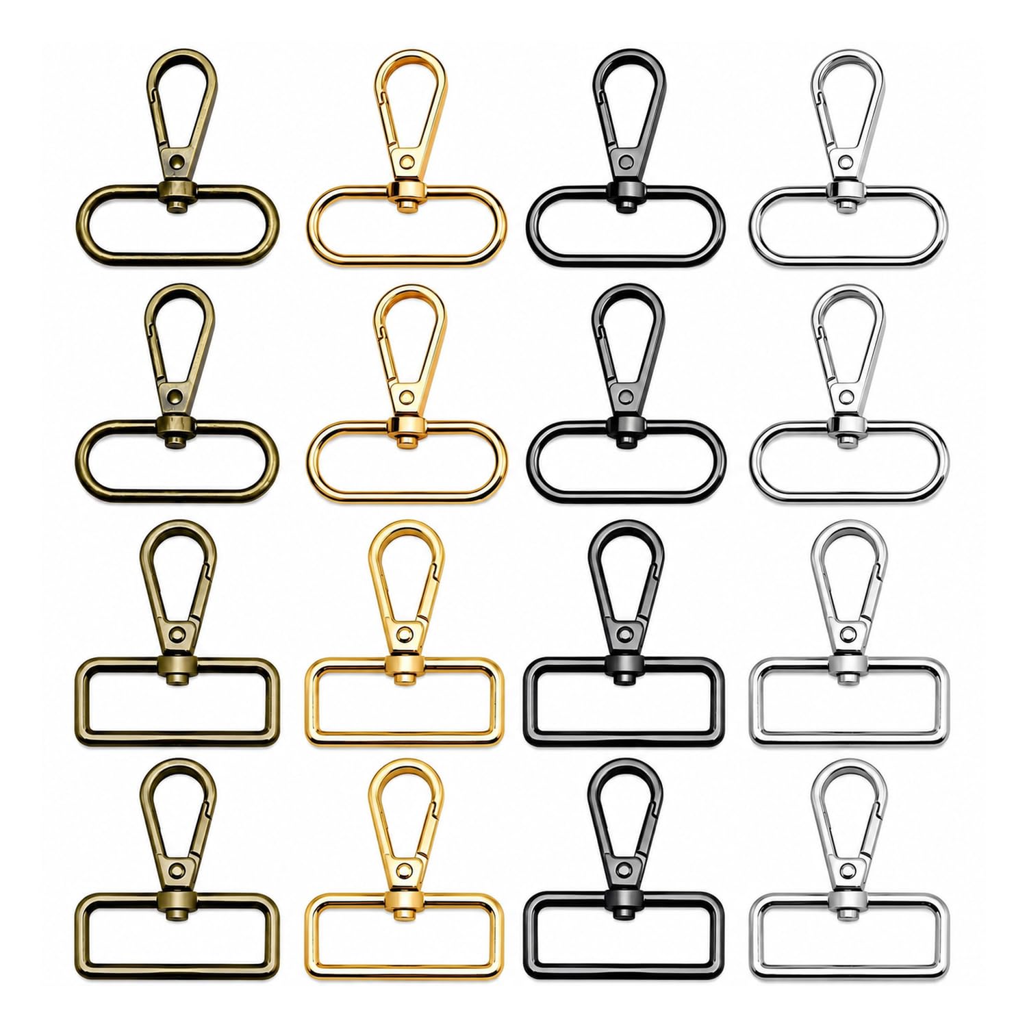 Enenes Swivel Snap Hooks 16 PCS, 1.5 Inch Lobster Clasps with 2 Ring Styles