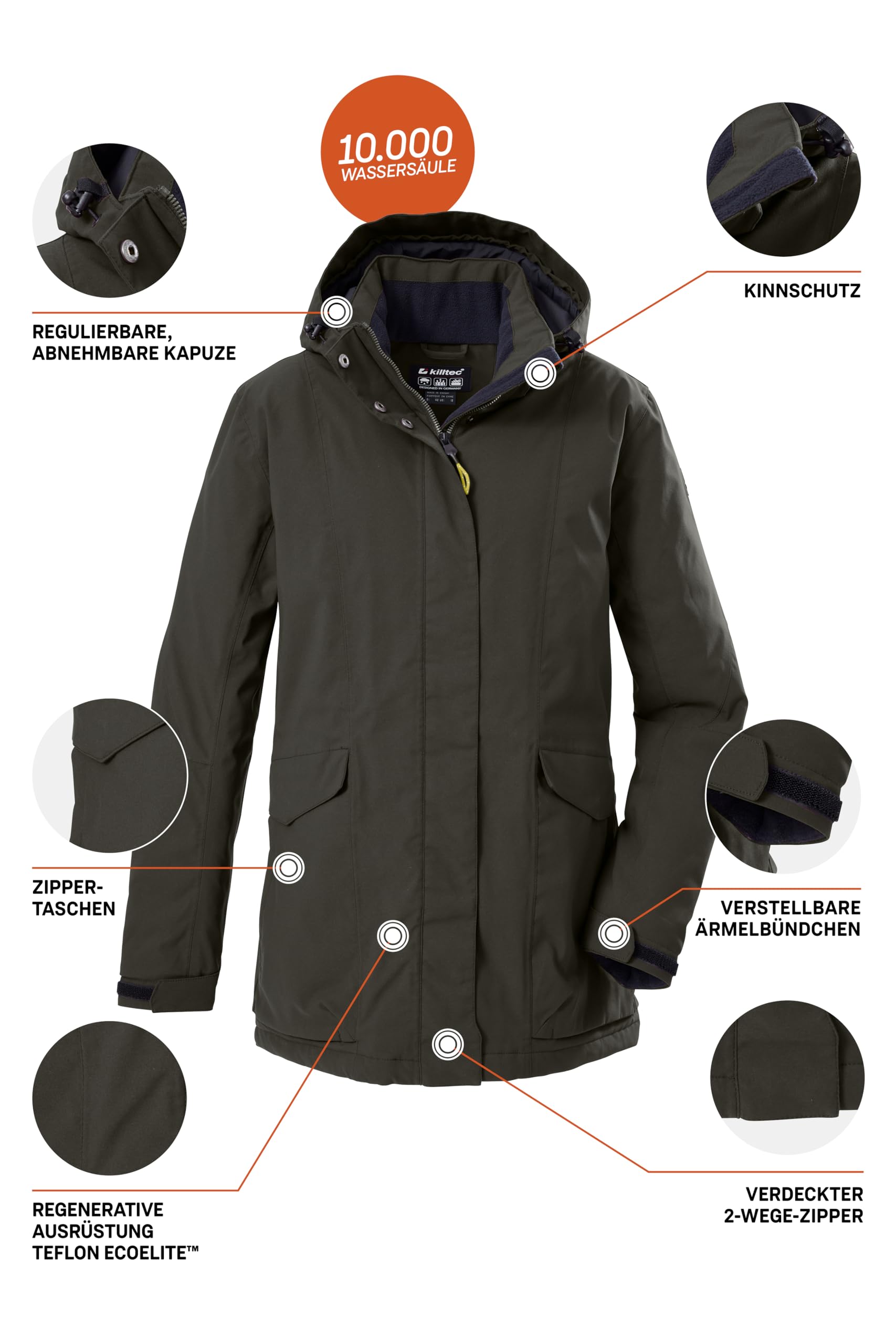 Killtec Damen Jacke Chaqueta funcional/outdoor impermeable con capucha con cremallera Mujer