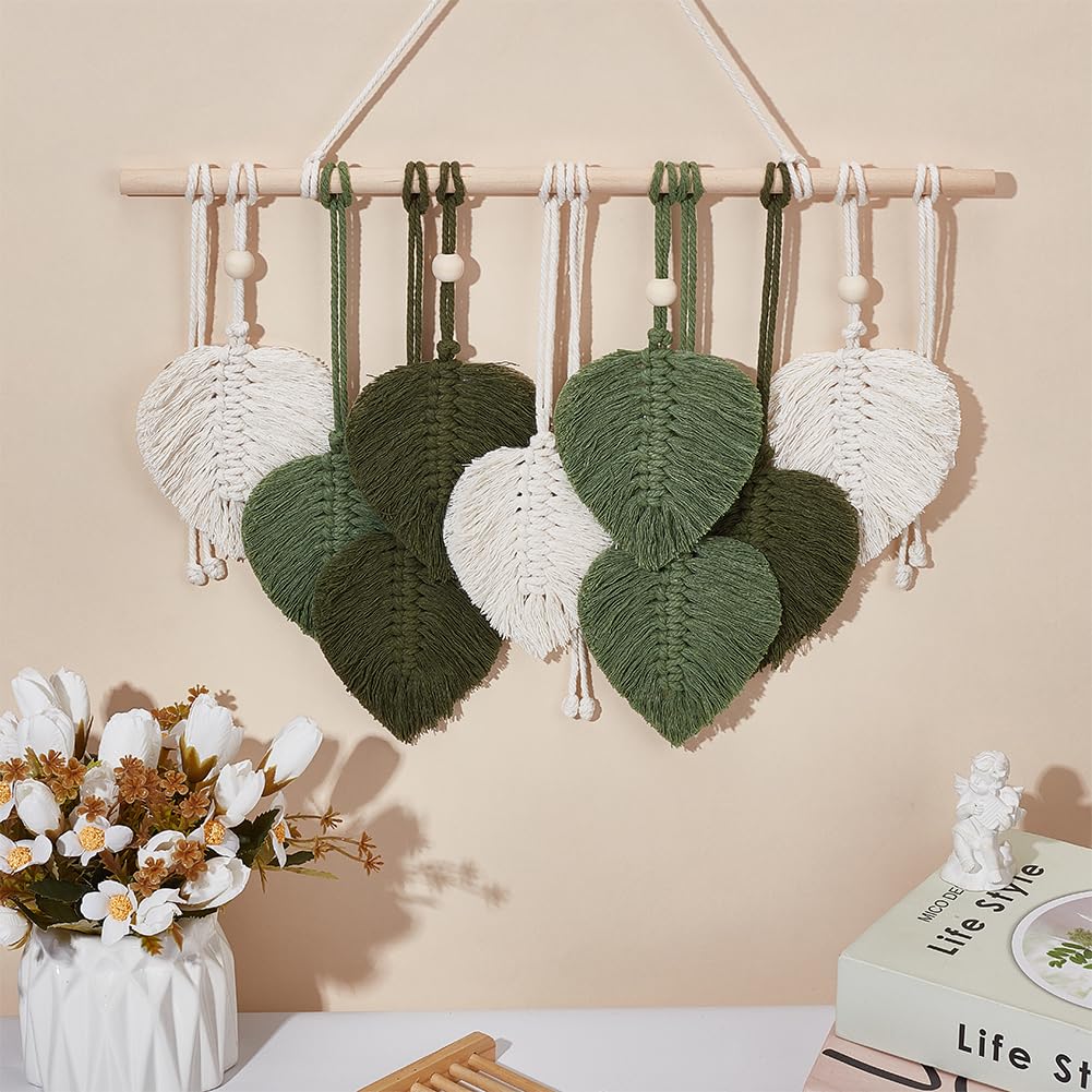 FREEBLOSS Set Macramé Feuille Kit Feuille Macramé Kit de Suspension Murale Macramé Feuille Kits de Macramé pour Débutants Tapisserie de Feuilles de Macramé Gland Fait Main Feuille Tapisserie