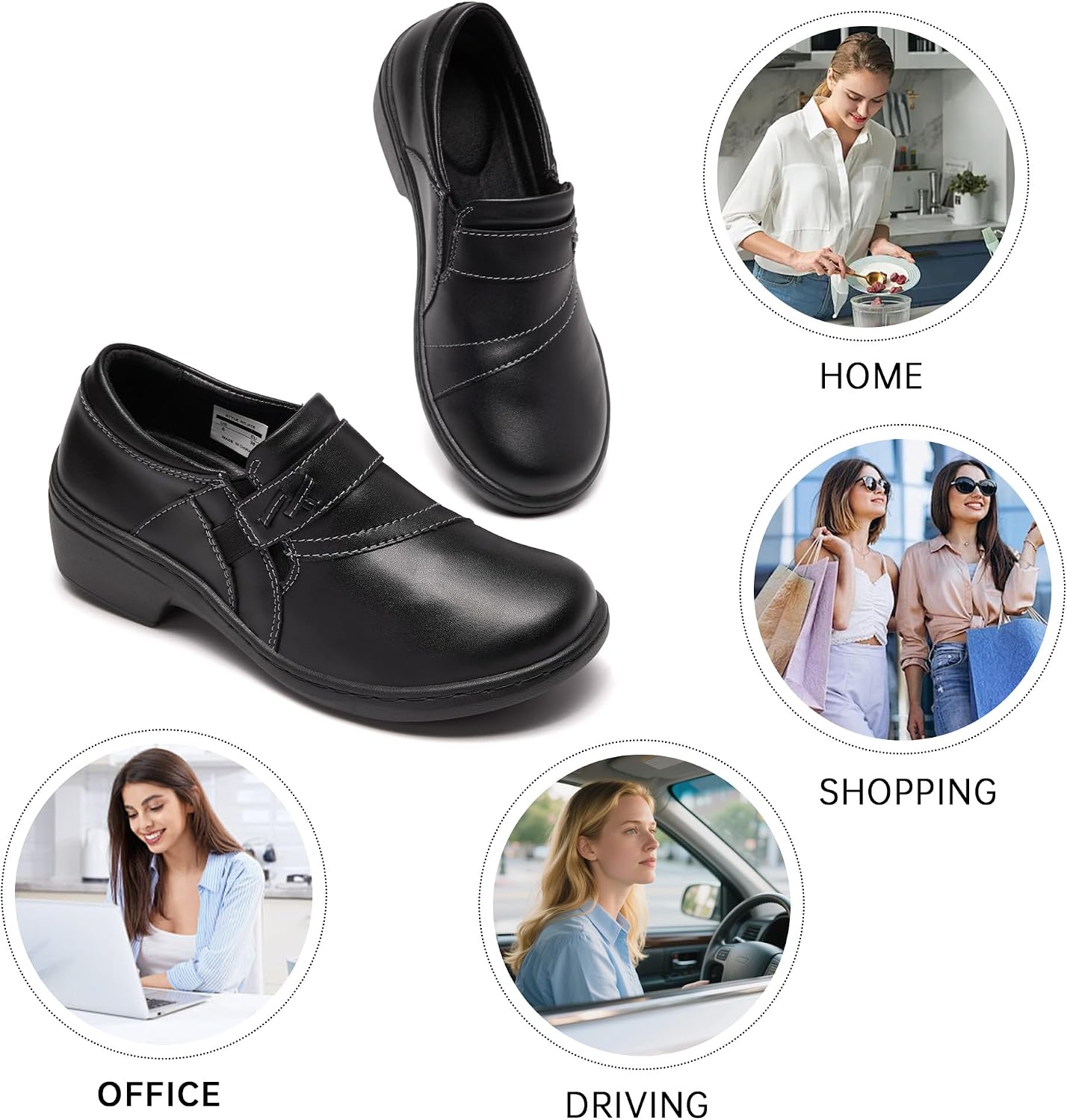 Women's Vegan Leather Loafers Slip-Ons - Lightweight Comfortable Shoes for Work Business Casual & Everyday Walking