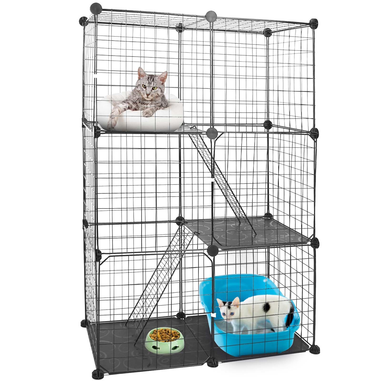 Zorpupoa 3 Tier Cat Cage, DIY Cat Cages Indoor Enclosure with 3 Adjustable Resting Platforms, 42 Inches Large Cat Crate Ferret Cage Cat Kennel Cat
