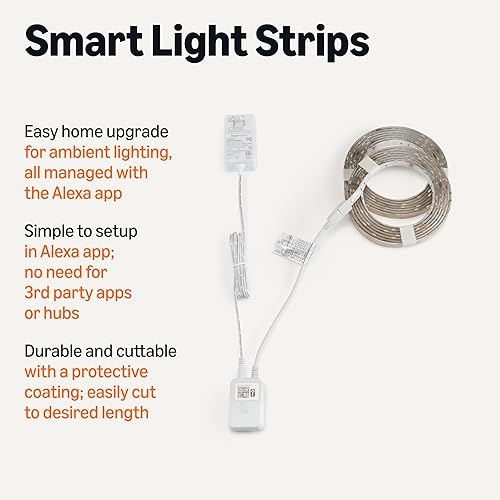 Miniatura 2 de Tienda Basics Tira de luz LED inteligente, 16.4 pies, RGB + blanco sintonizable, funciona solo con Alexa, Wi-Fi de 2.4 GHz, no requiere concentrador
