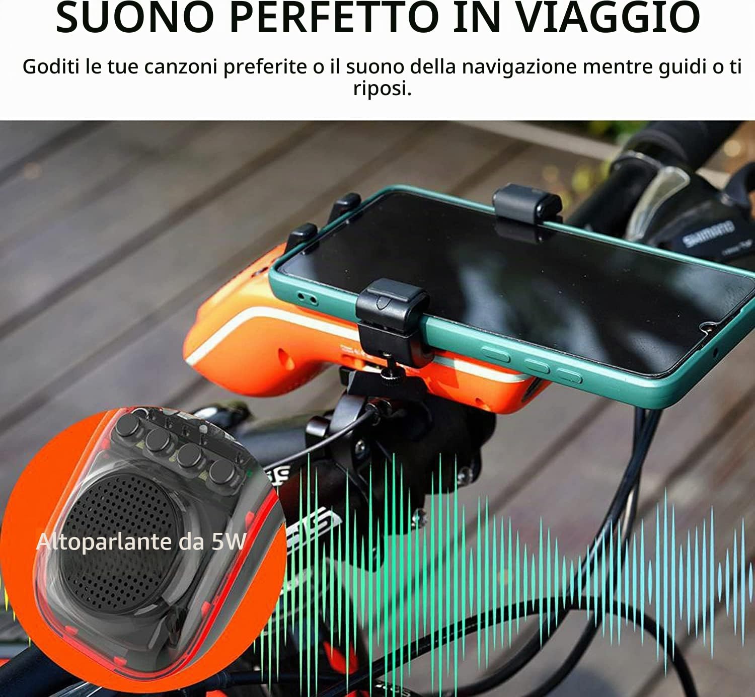 UPPEL Altoparlante Bluetooth Bicicletta 10 in 1 – Supporto Cellulare Bicicletta – Power Bank/Campanello/Microfono – Modalità TF/SD/AUX – Estremamente & Tempo Libero Ciclismo Bicicletta Arancione