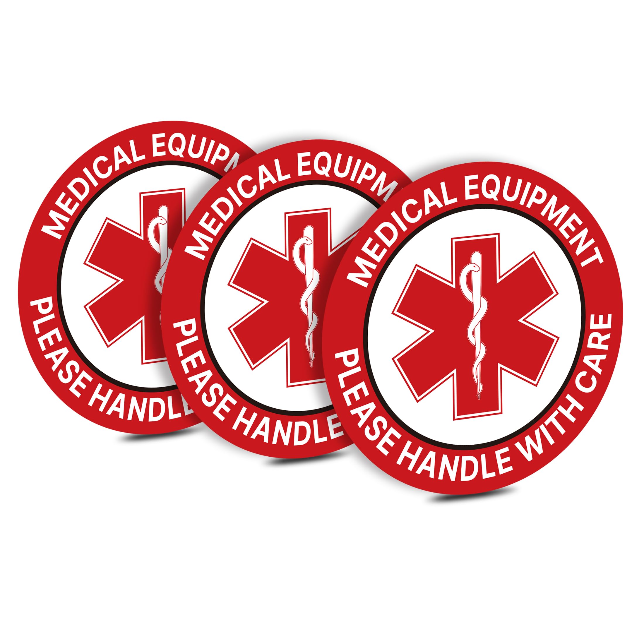 3PCS Medical Equipment Alert Luggage Sign Stickers, Waterproof Durable Fragile Medical Equipment Inside/Handle with Care Lables for Medical Supplies,