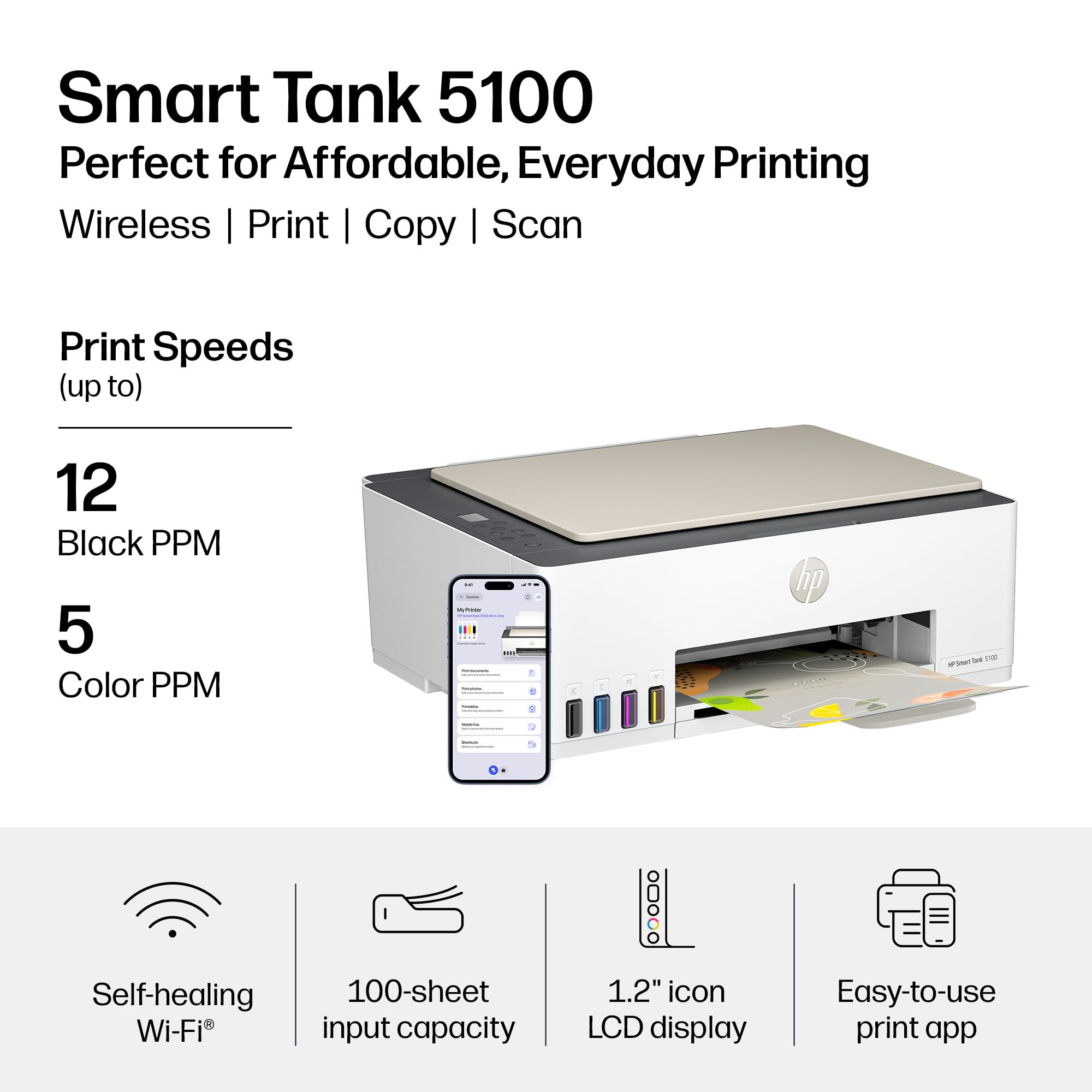 HP Smart Tank 5100 Printer - 3 Years Ink Included -3