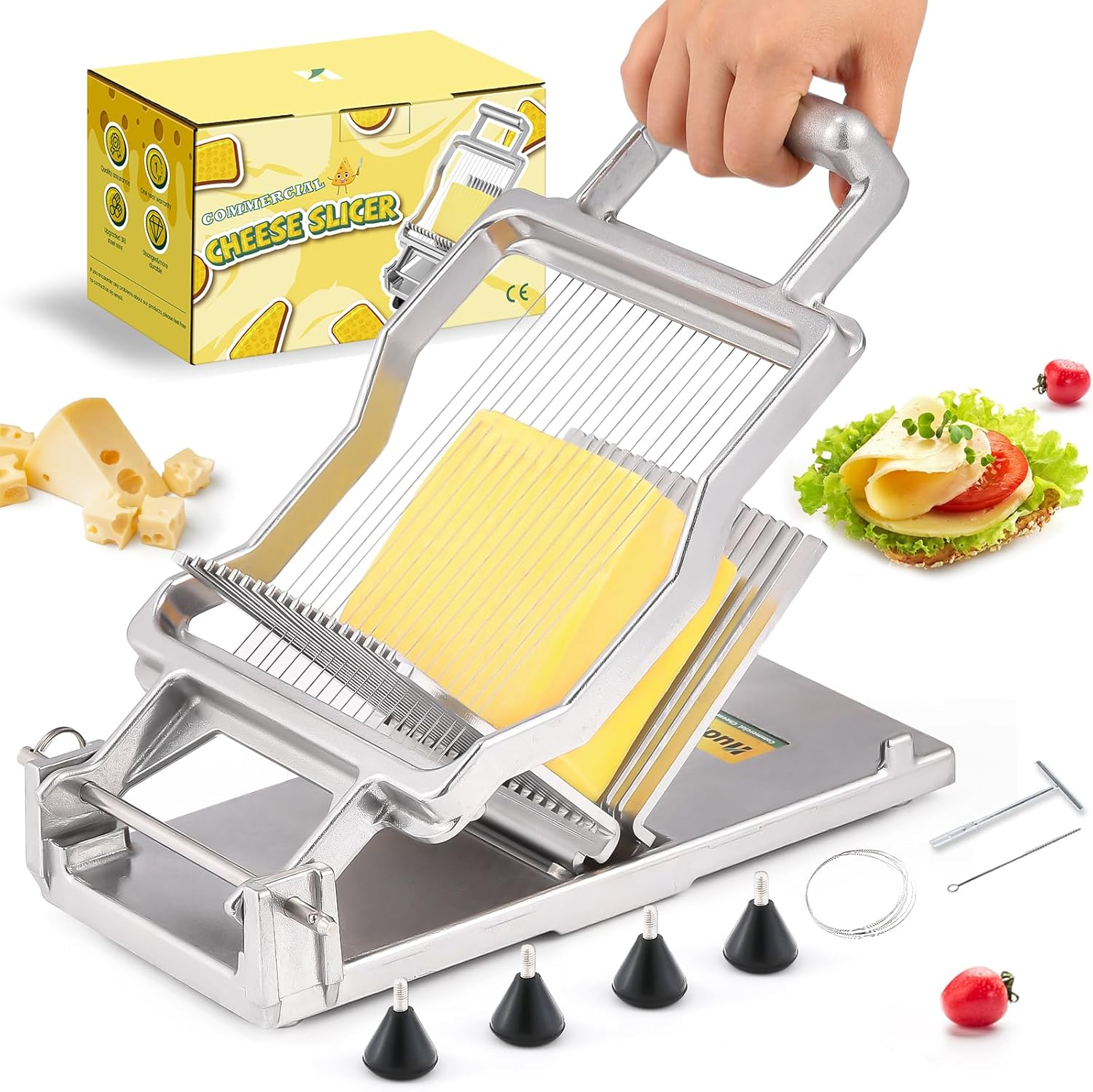 Huanyu Cheese Slicer Commercial Block Cheeses Cutter Board with 316 Stainless Steel Wire Aluminum Alloy Body Customized 1/5 IN Removable Butter Cutting Blade Replaceable Huanyu Cheese Slicer Commercial Block Cheeses Cutter Board with 316 Stainless Steel Wire Aluminum Alloy Body Customized 1/5 IN Removable Butter Cutting Blade Replaceable