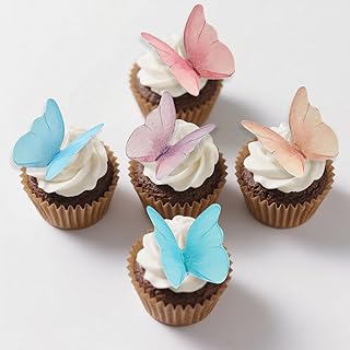 Cake Decorations 72P, Wafer Paper Cupcake Toppers, Edible Cake Decoratio...