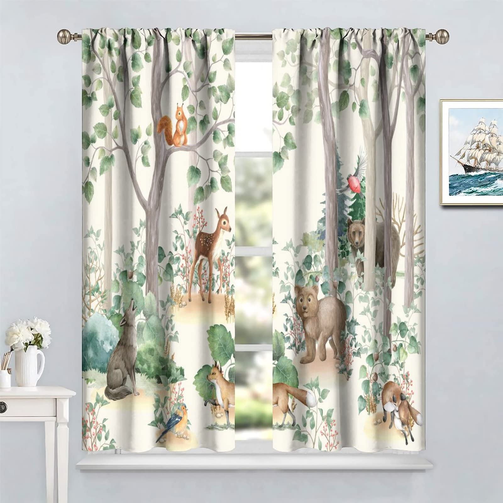 YCness Forest Animal Kids Curtains - Image 4