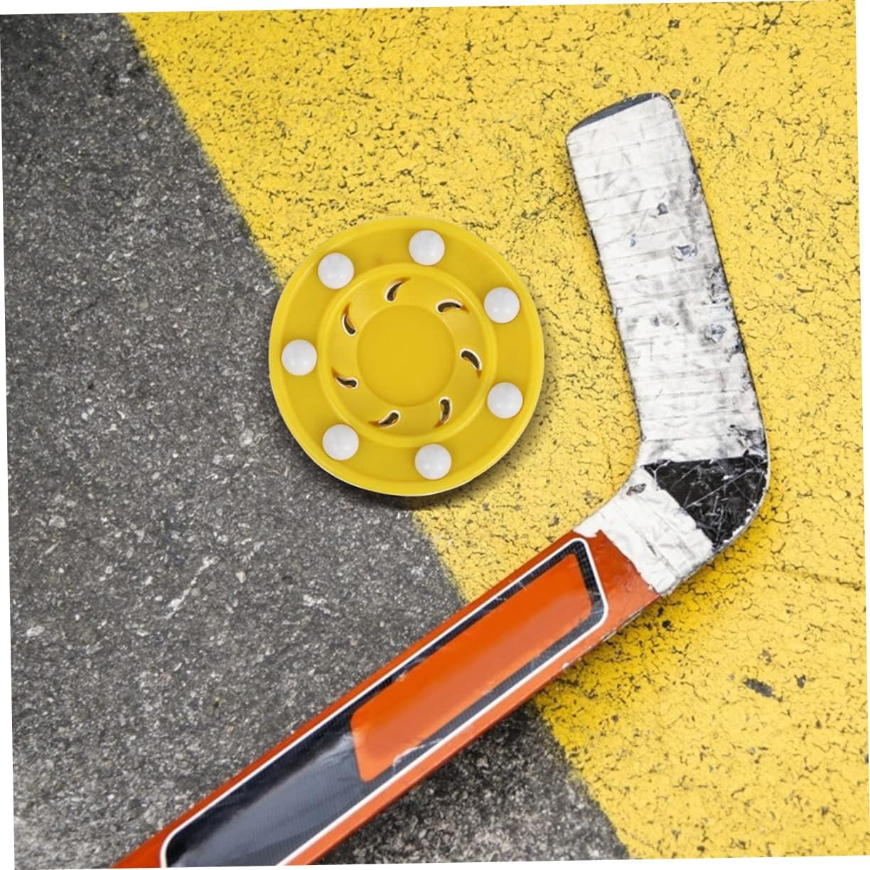 4pcs Portable Ice Hockey Puck for Training and Practice Durable Lightweight Plastic Pucks Yellow and Red for Adults