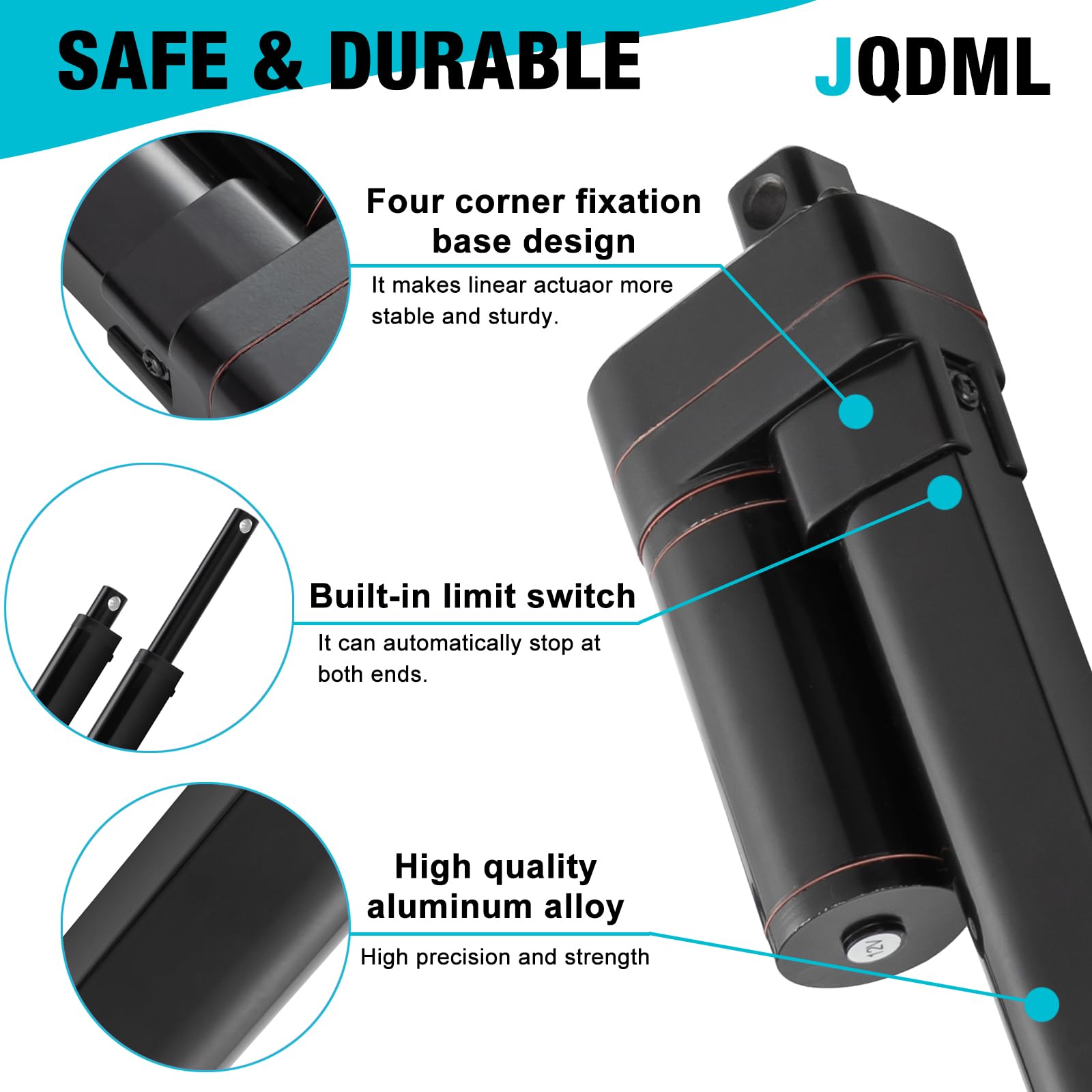Attuatore lineare da 12 V, 650 mm, resistente, 1500 N, IP65, impermeabile, 10 mm/s, con staffe di montaggio, per aprifinestra, inseguitori solari, domotica