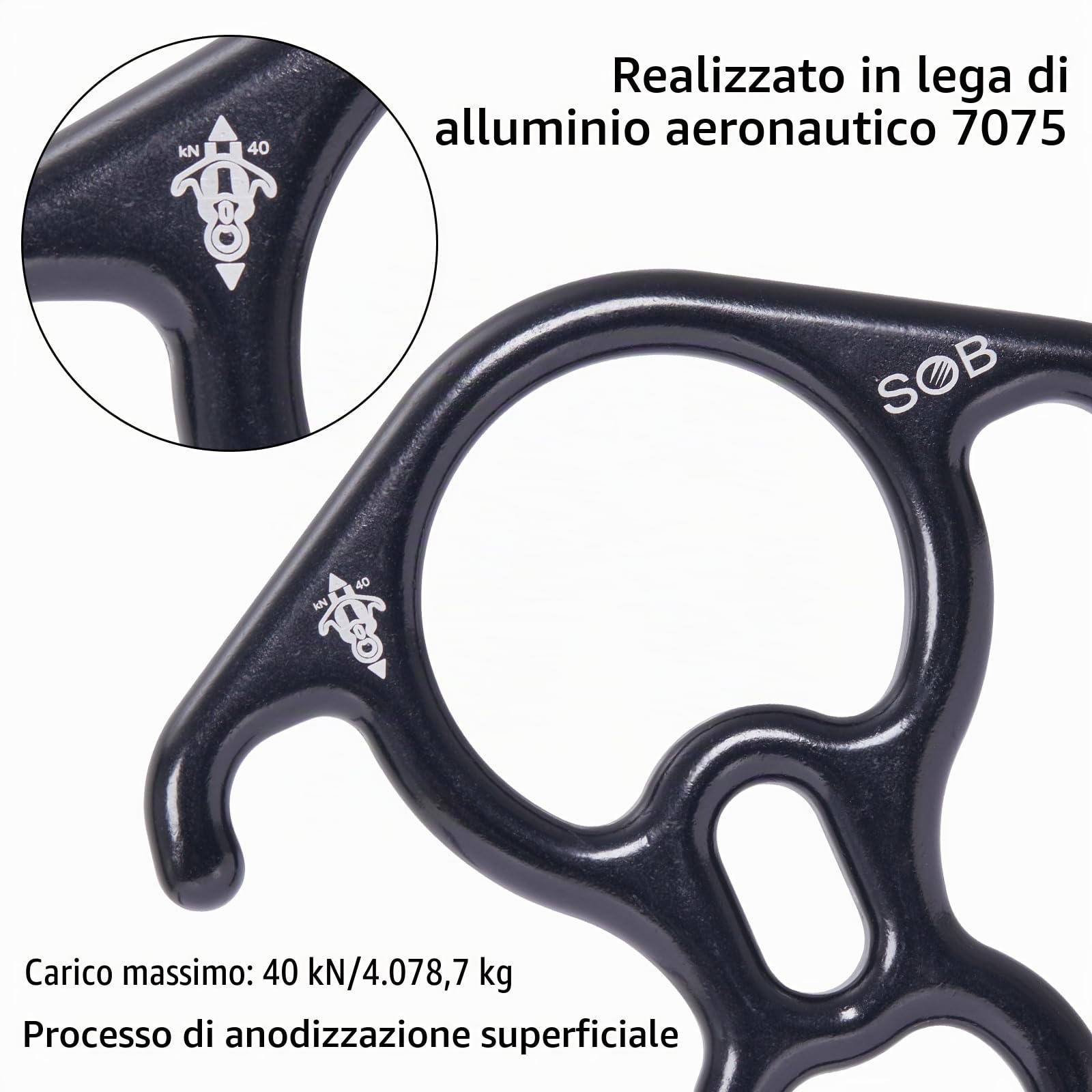 SOB Discensore per Arrampicata in Lega di Alluminio Discensore per Calata Discensore Arrampicata 8 Descender Dispositivo di Sicurezza Attrezzi di Arrampicata