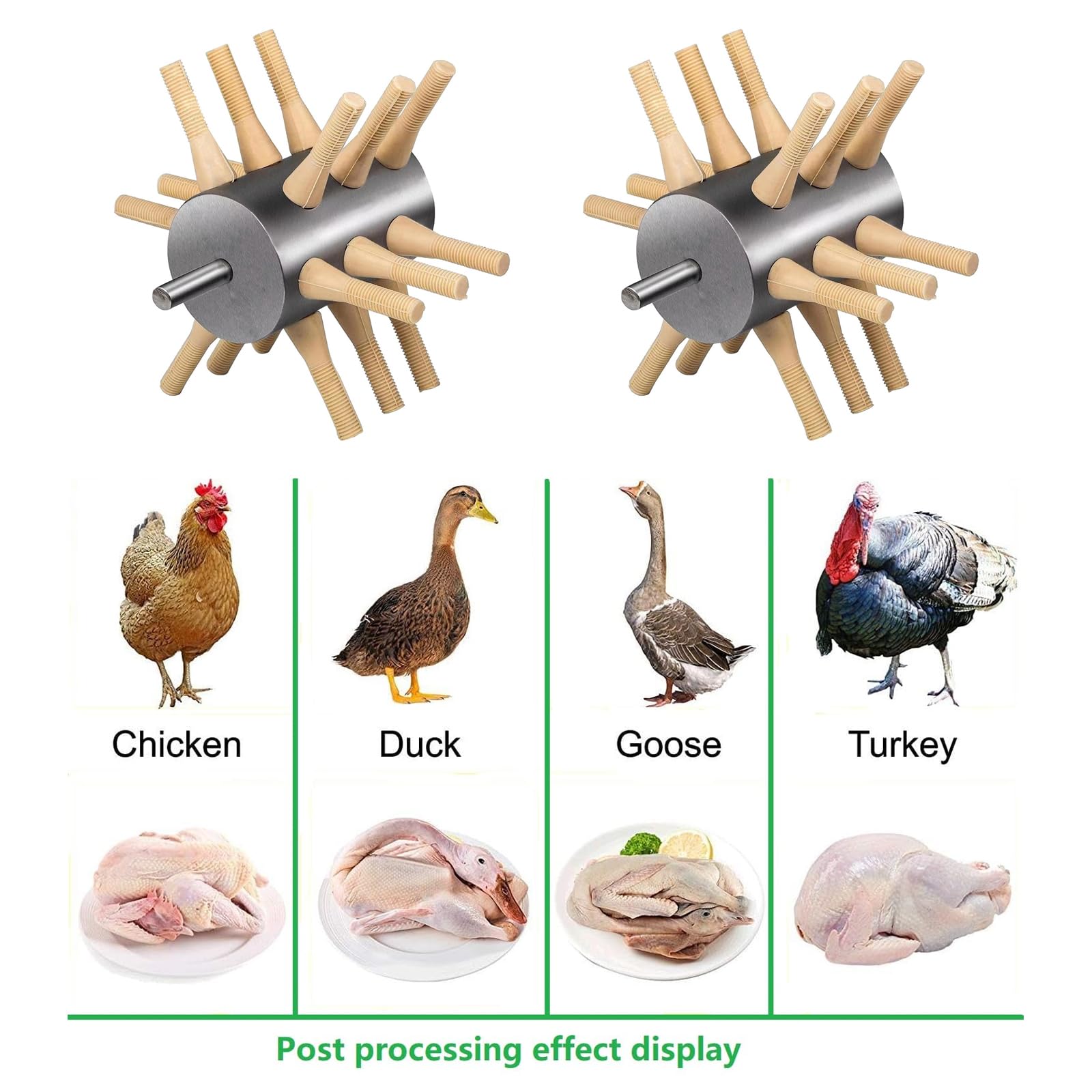 Macchina di spennatura di gomma naturale dell'acciaio inossidabile del dispositivo di rimozione piumato del pollame di alta efficienza per il trapano di spennatura del pollo di applicazione delle