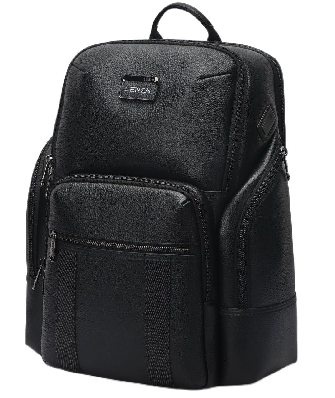 LENZN Durable Leather Laptop Business Backpack Perfect for Men & Women, Work Backpack Fits 15.6 Inch, Premium Quality Travel Bag with USB Charging
