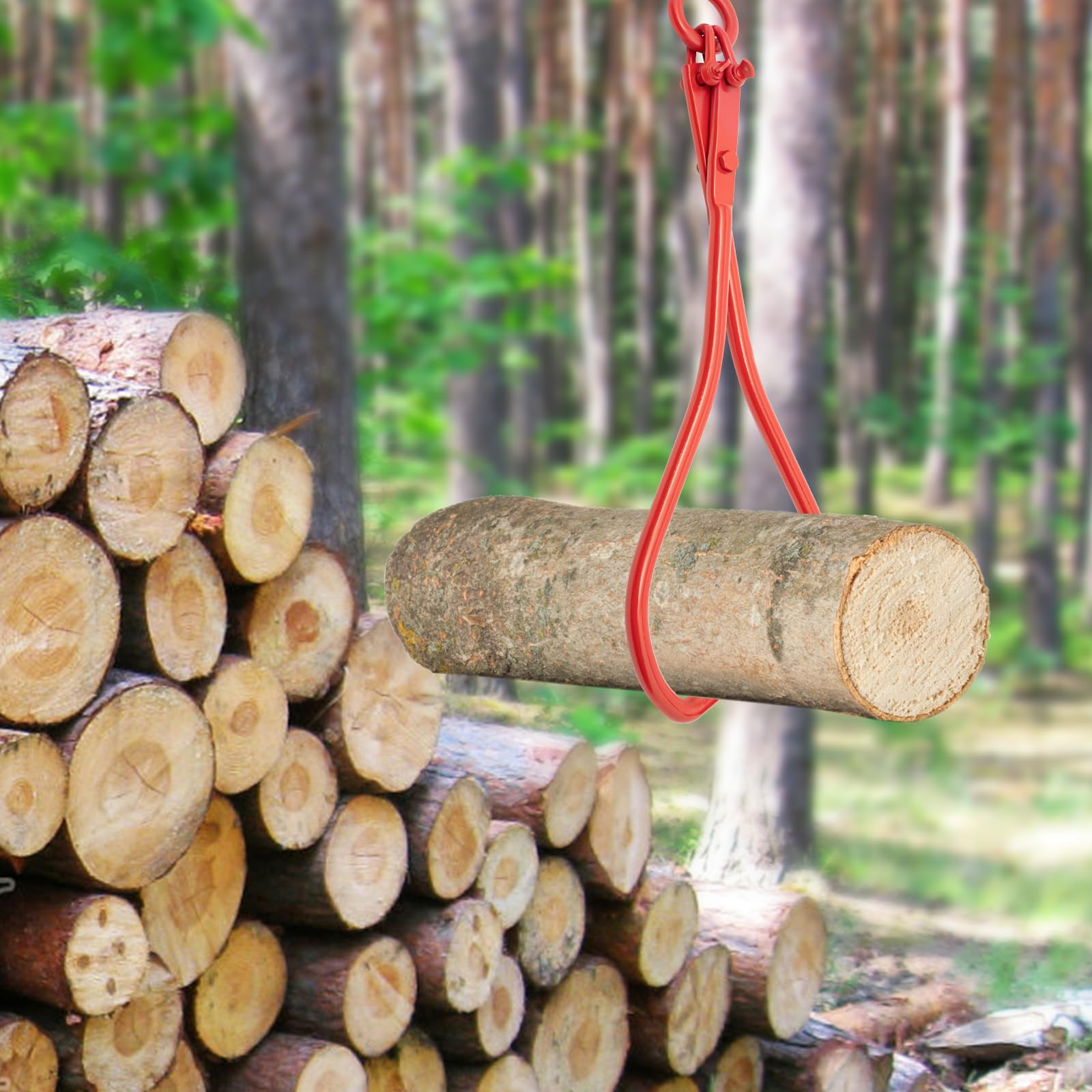 Pinzas para madera, 36 pulgadas, de acero al carbono, capacidad de carga de 1000 kg, área de apertura de 0 ~ 91,44 cm, 2 garras para troncos de árboles y varillas, color rojo