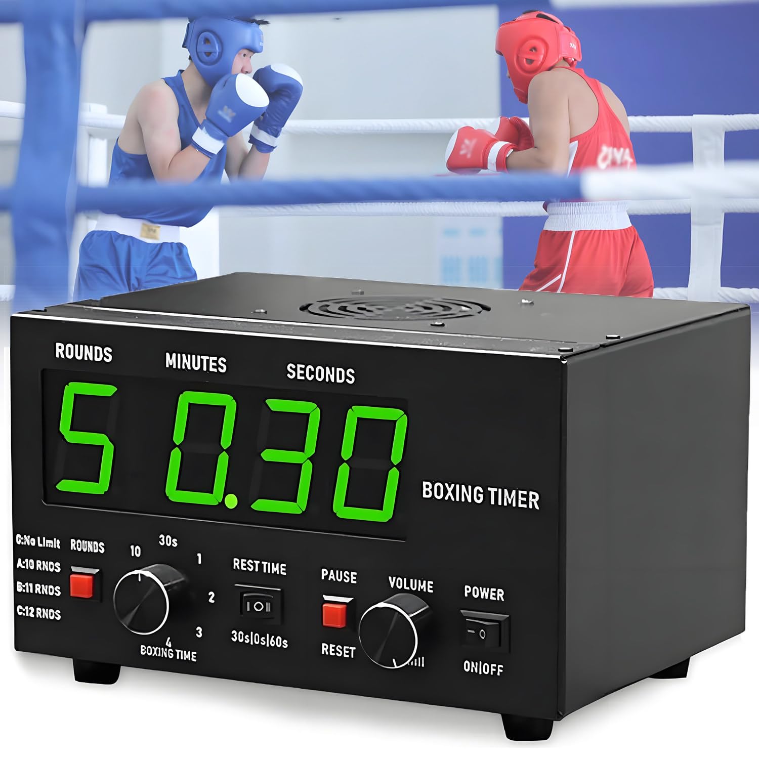 QuinteZhenTially Gym Interval Workout Timer,Professional Interval Boxing Timer,with Led Display,Adjustable Sound & Cycle Repetitions,Led Interval Training Timer for Home Garage Outdoors Green