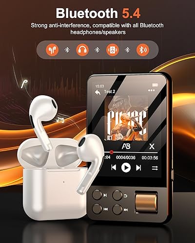 Miniatura 7 de Reproductor MP3 de 128 GB con Bluetooth 5.3, reproductor de música AGXOV con altavoz HD integrado, radio FM, grabadora de voz, sonido de alta