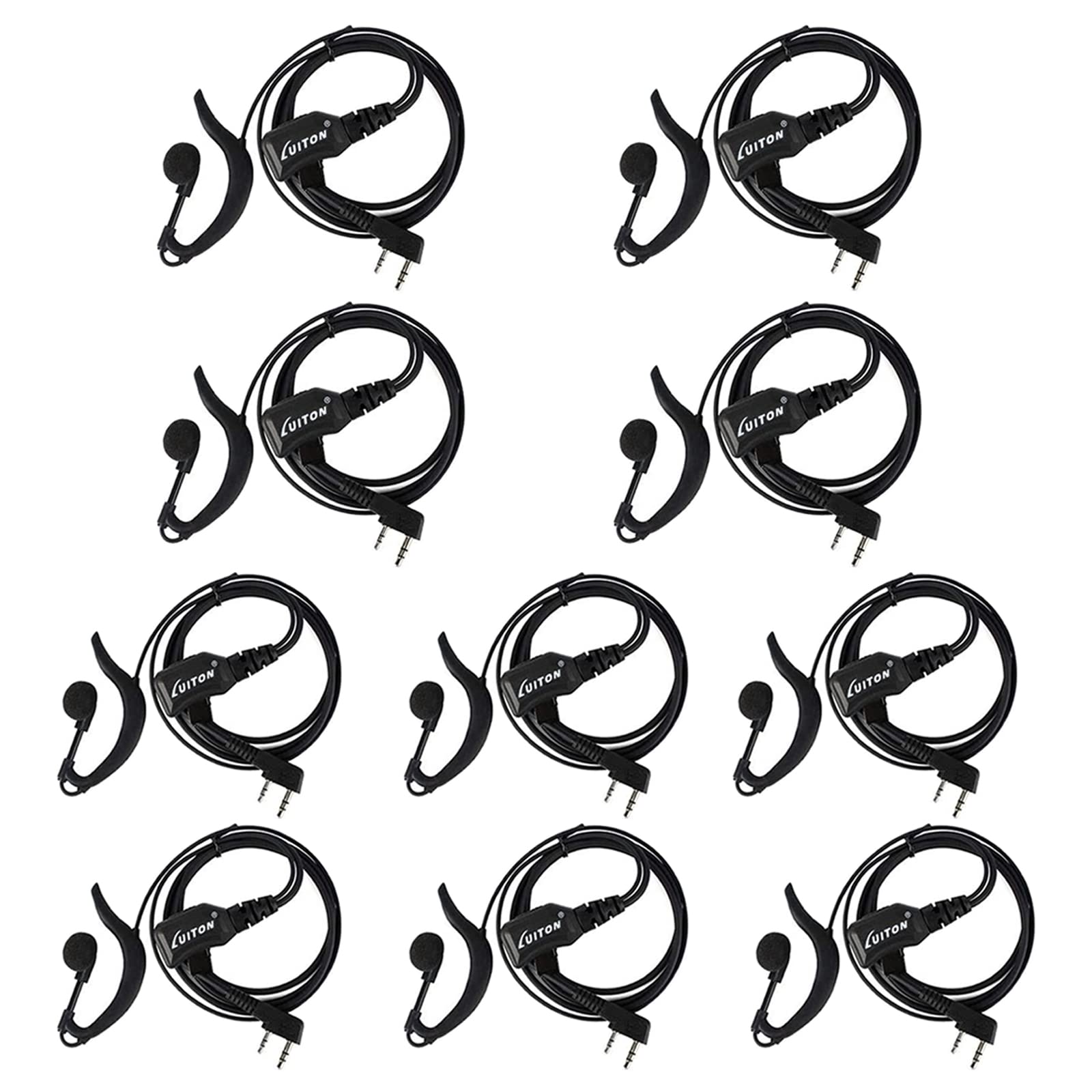 Walkie Talkie Earpiece with Mic for BaoFeng Radio Retevis G Shape Headset for Baofeng UV-5R BF-888S Arcshell Retevis H-777 RT21 RT22 Kenwood 2 Way Radio by LUITON (10 Pack)