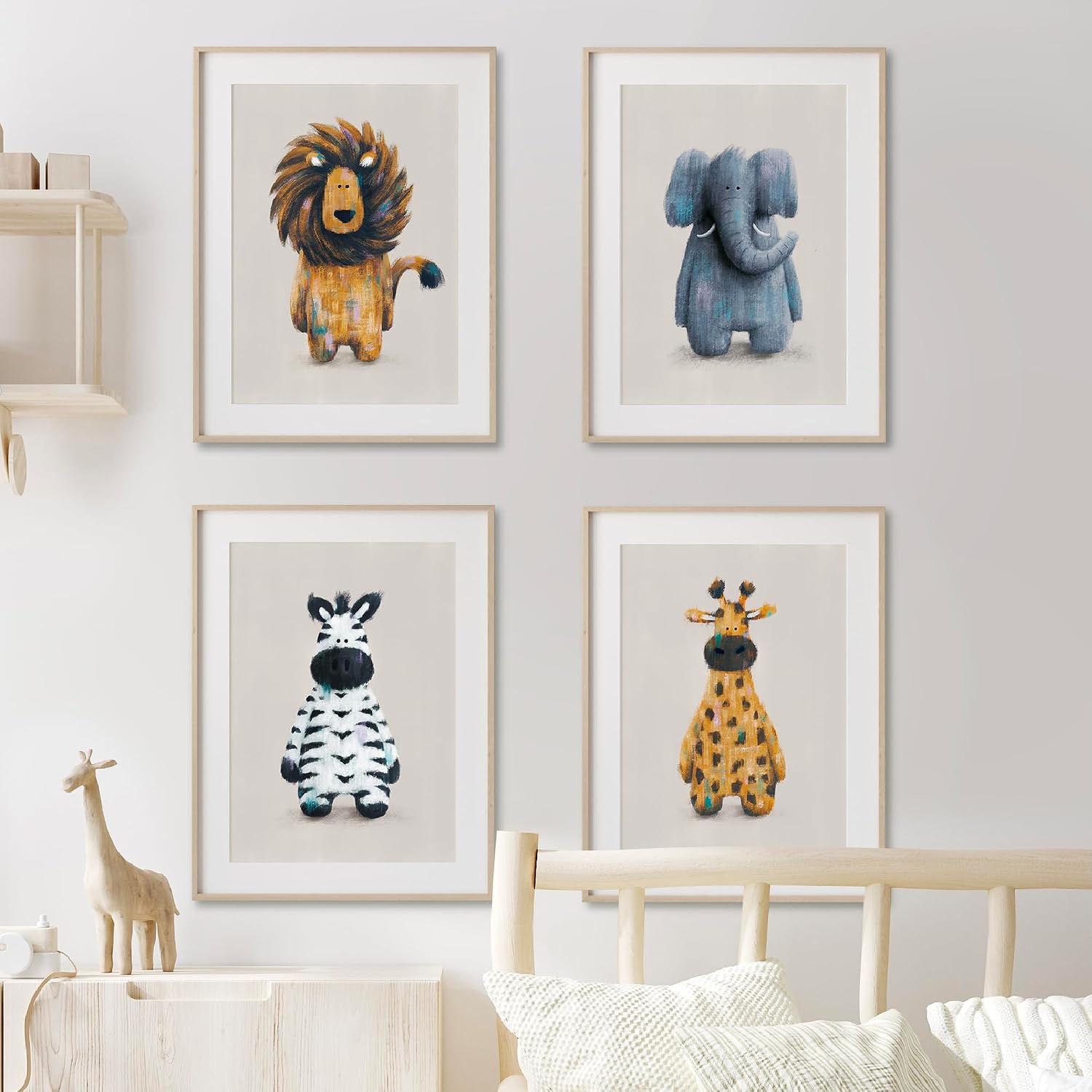 Tigercub Prints Safari Animal Nursery Prints, A4 - Set of 4