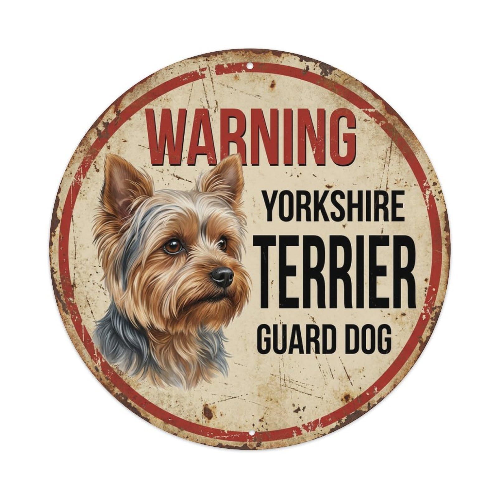 Metal Tin Sign Vintage Warning Yorkshire Terrier