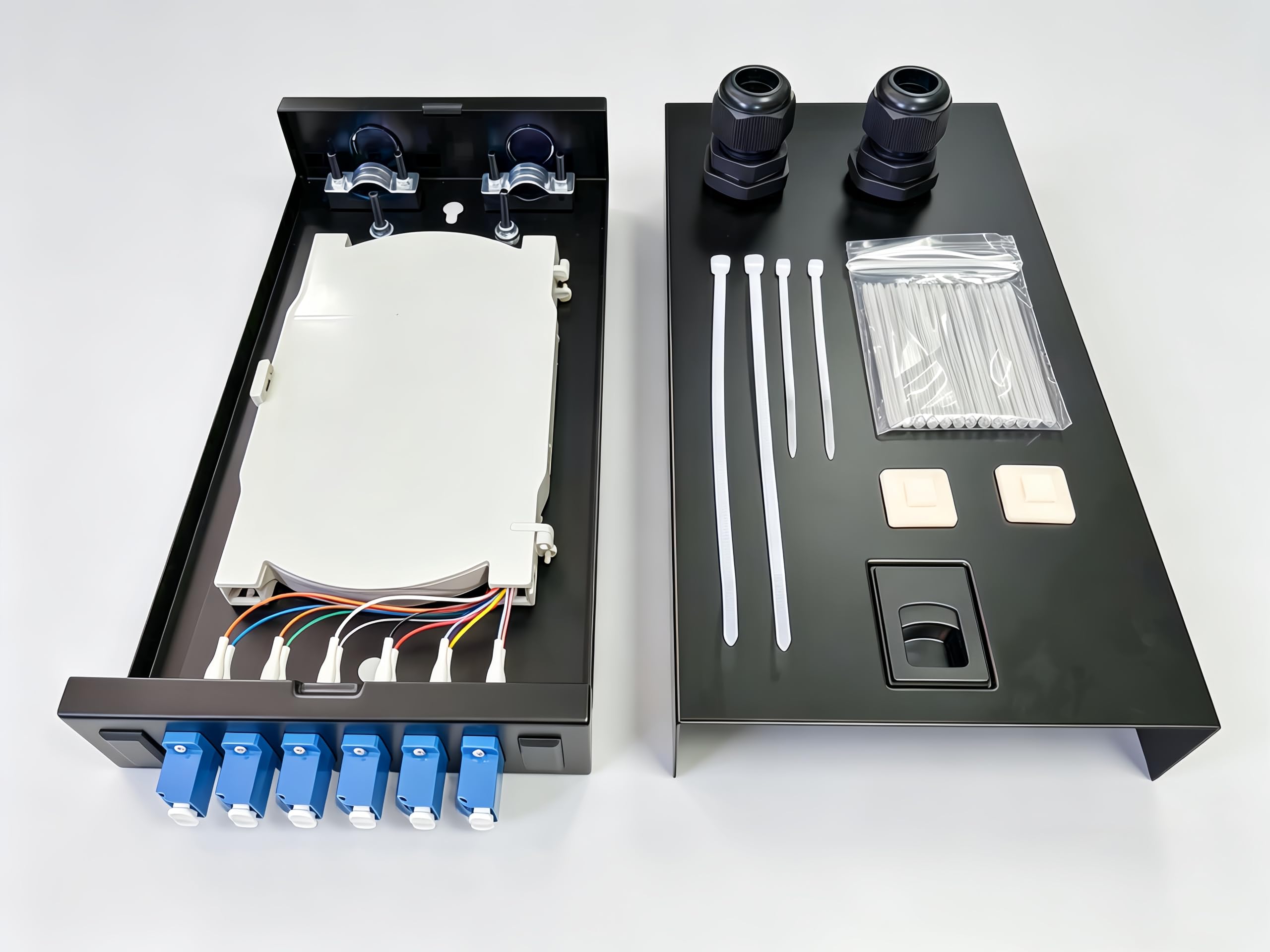 Glasfaser-Verteilerkasten 6 Port (12 Kern) - LC-Stecker, Einzelmodus, Wandmontage