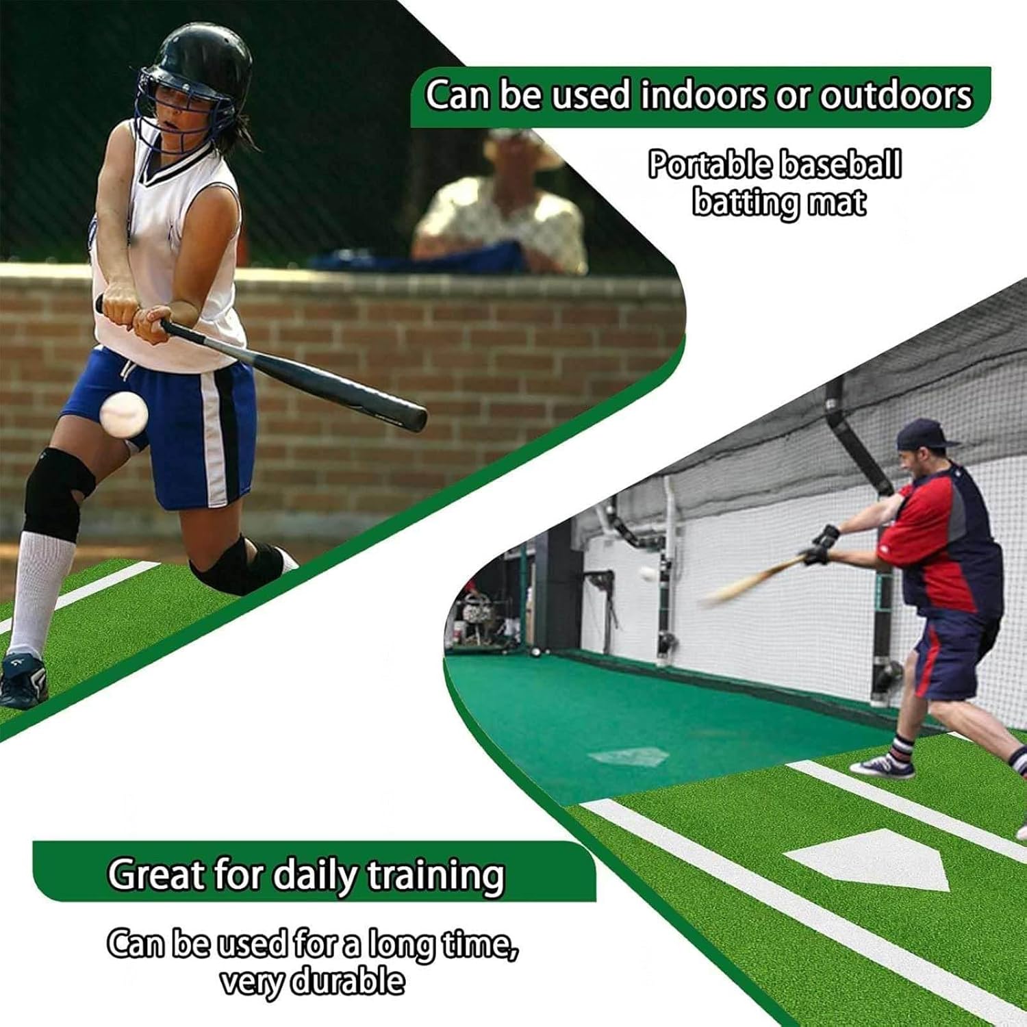Baseball Hitting Matt, with Home Plate Batters Box Turf Mat, Baseball Batters Box, Antislip Baseball Softball Cage Mats for Batting Stance Practice
