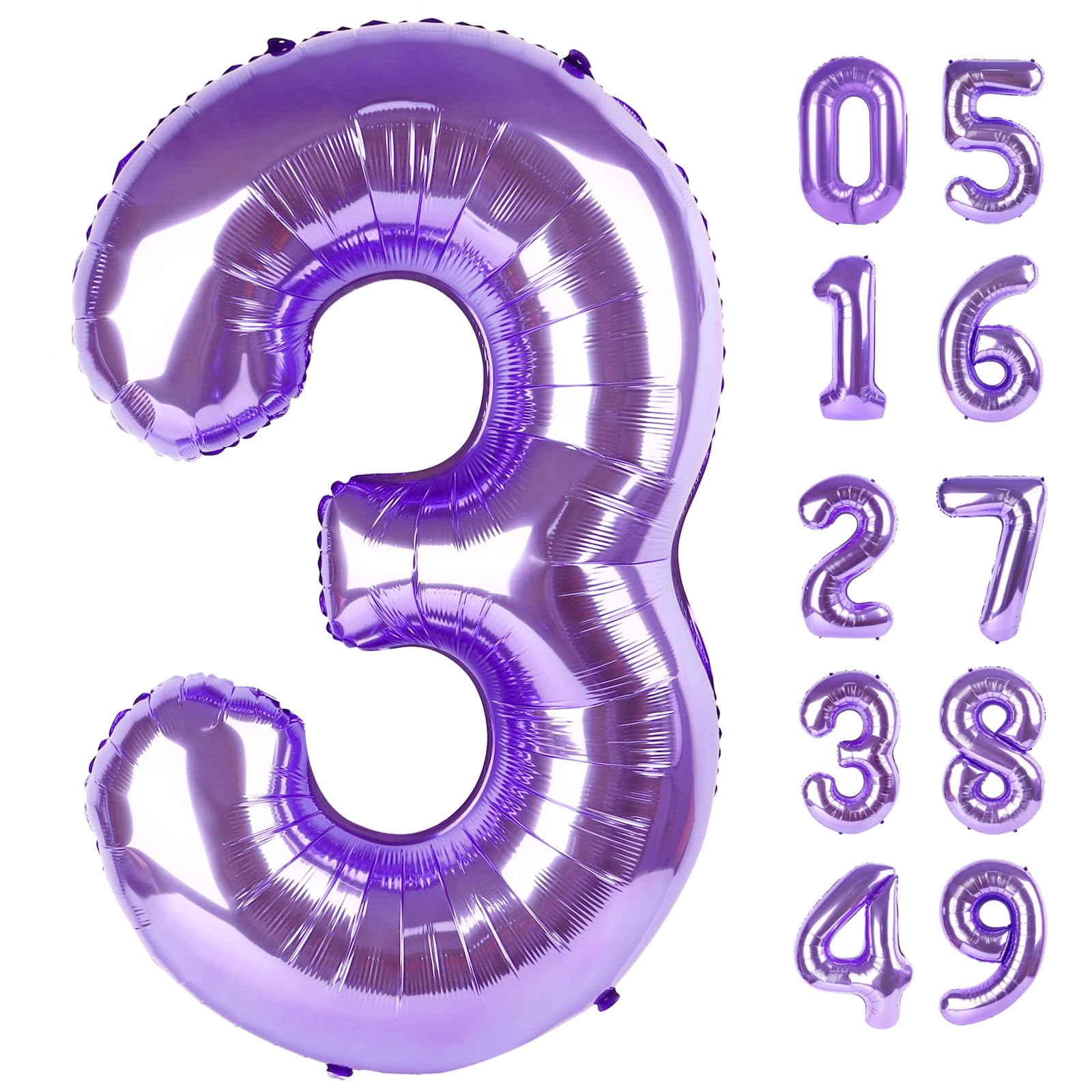 Large Purple Number 3 Balloon 40 Inch, 3 Three Wednesday Birthday Balloons,3rd 13 30 31 33 43 53 Birthday Party Decorations, Purple Birthday Parties