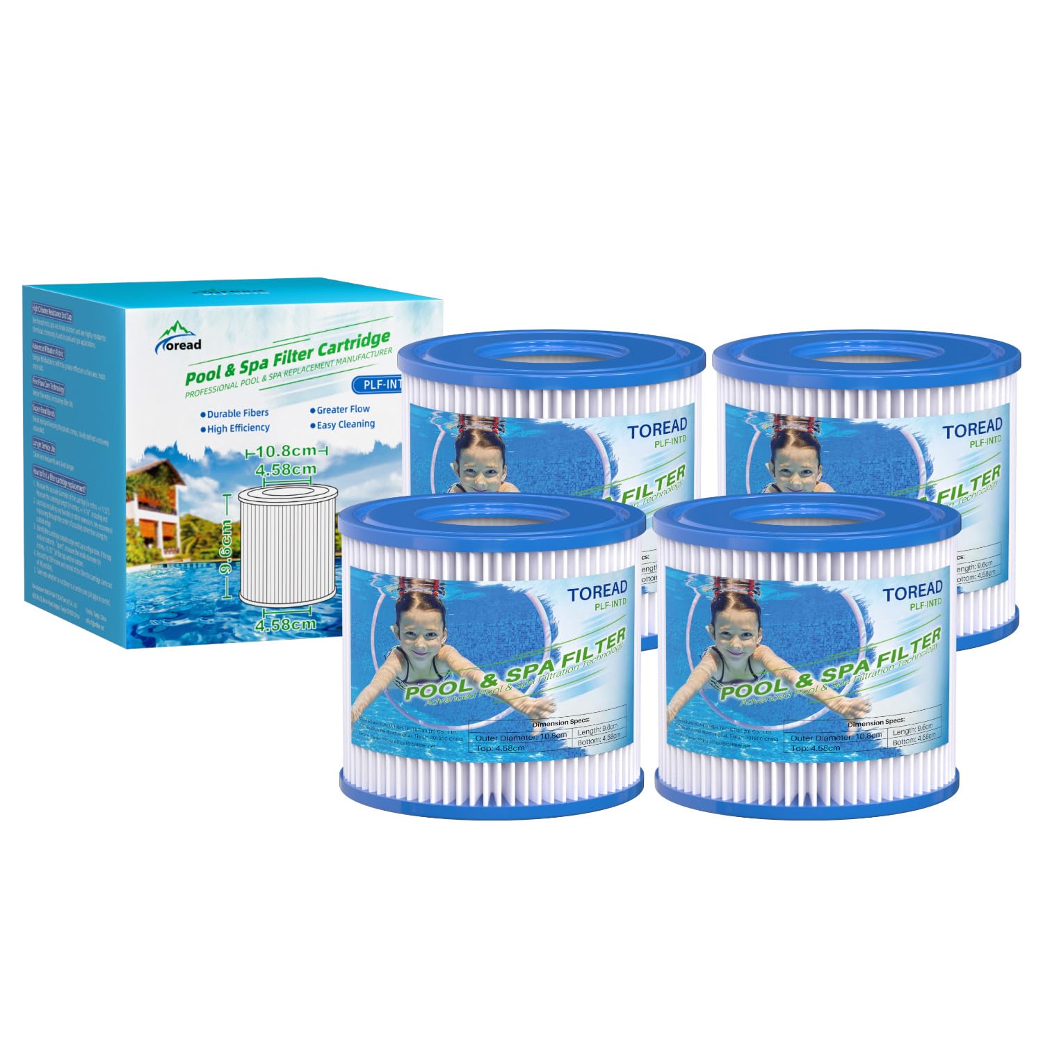 TOREAD Summer Escapes Filter Replacement for Type D, Summer Waves P57100102, Pack of 4