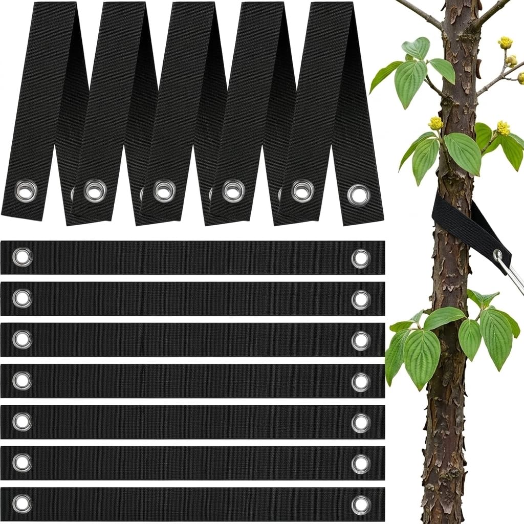 12 correas de árbol con ojales, cinta para sujetar el árbol, correas de soporte para árboles para tensar, árboles recién plantados, rectas y protección contra huracanes, cinta para atar árboles