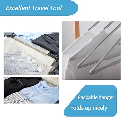 Miniatura 2 de Perchas de viaje portátiles retráctiles, 3 piezas, perchas de viaje plegables de aleación de aluminio para ropa, percha plegable ligera para viajes,